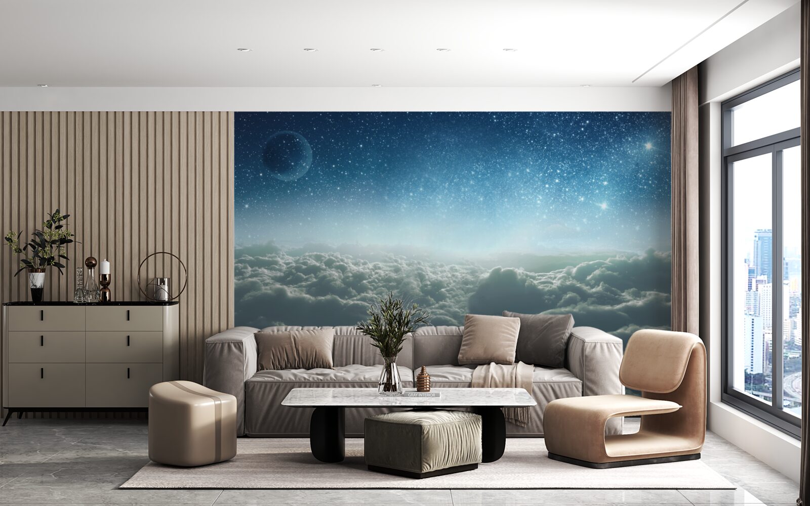 Фотошпалери чарівна хмарна велич зоряної ночі
