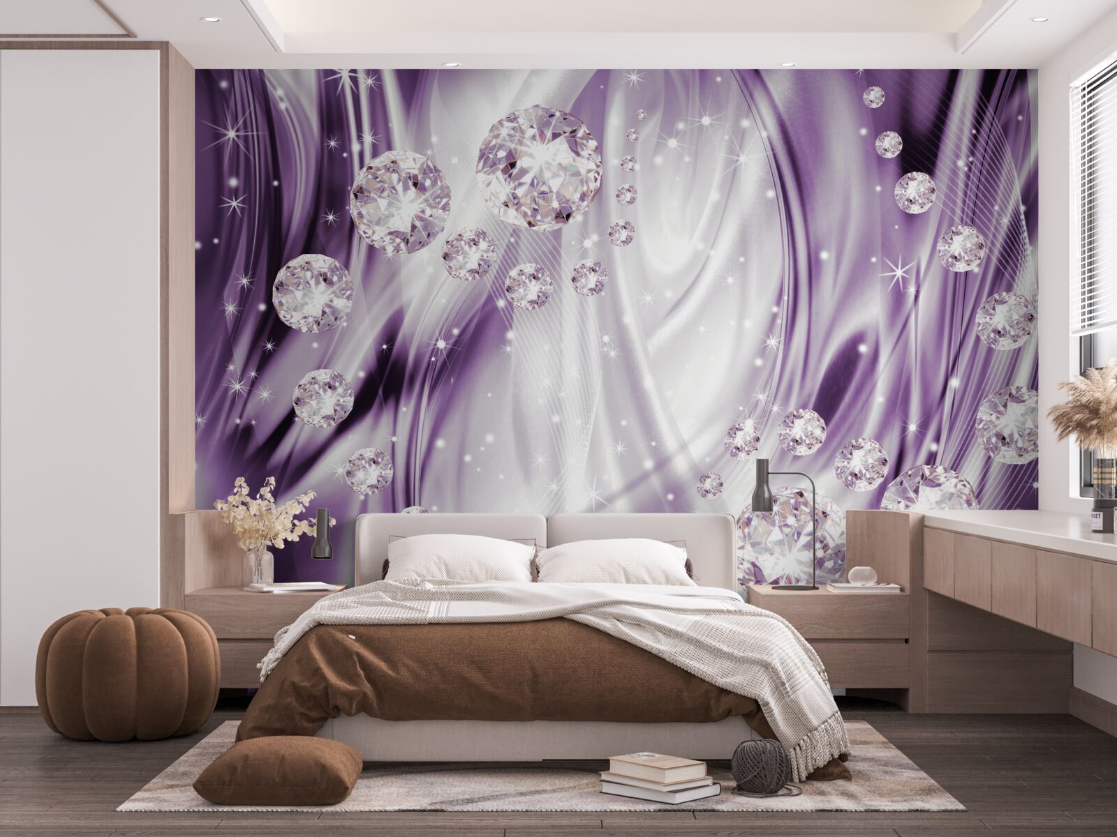 Фотошпалери каміння на тлі лавандової рівності