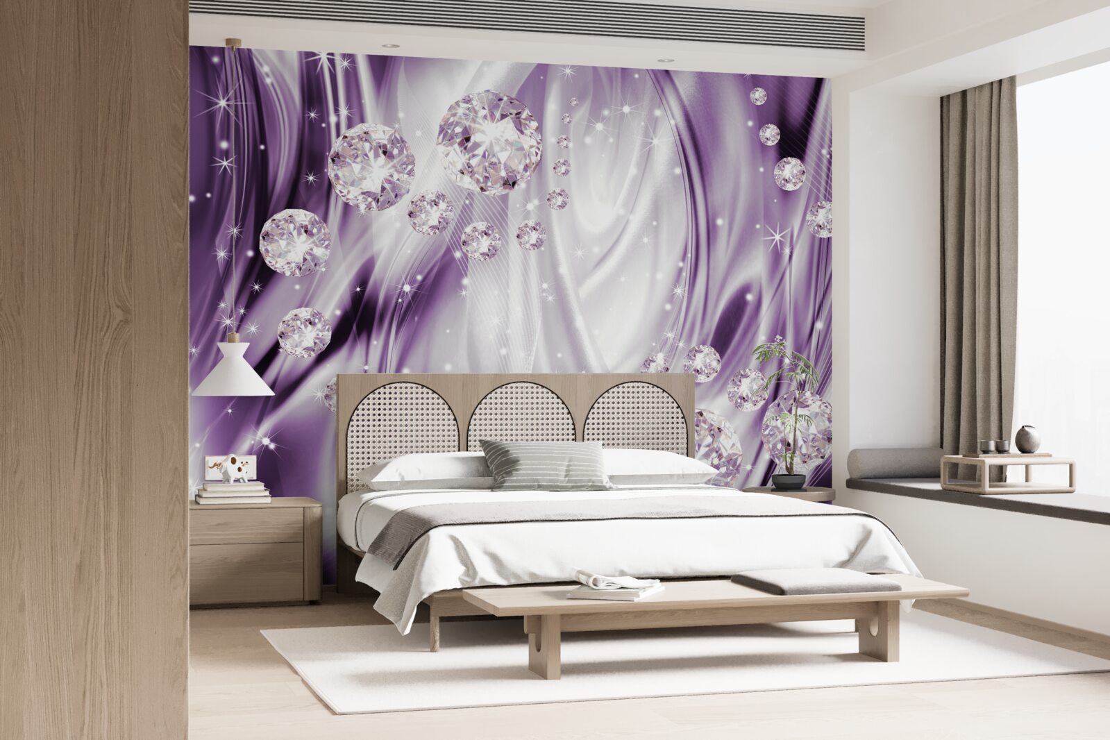 Фотошпалери каміння на тлі лавандової рівності