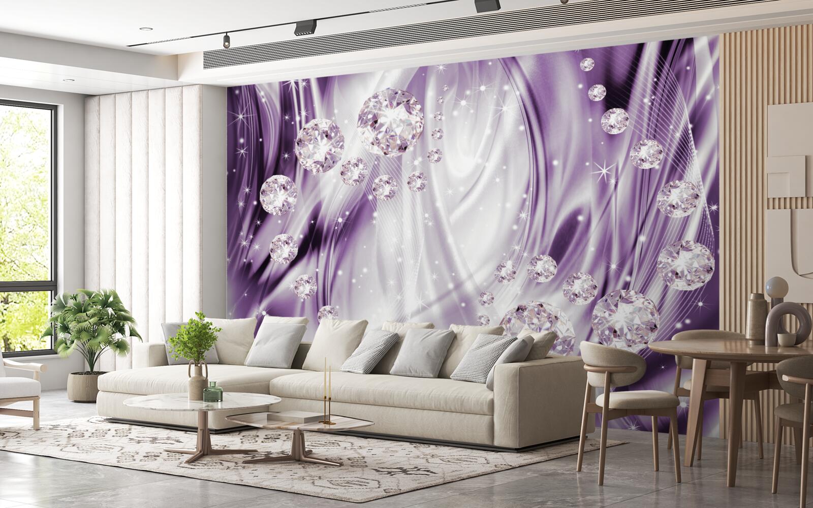 Фотошпалери каміння на тлі лавандової рівності