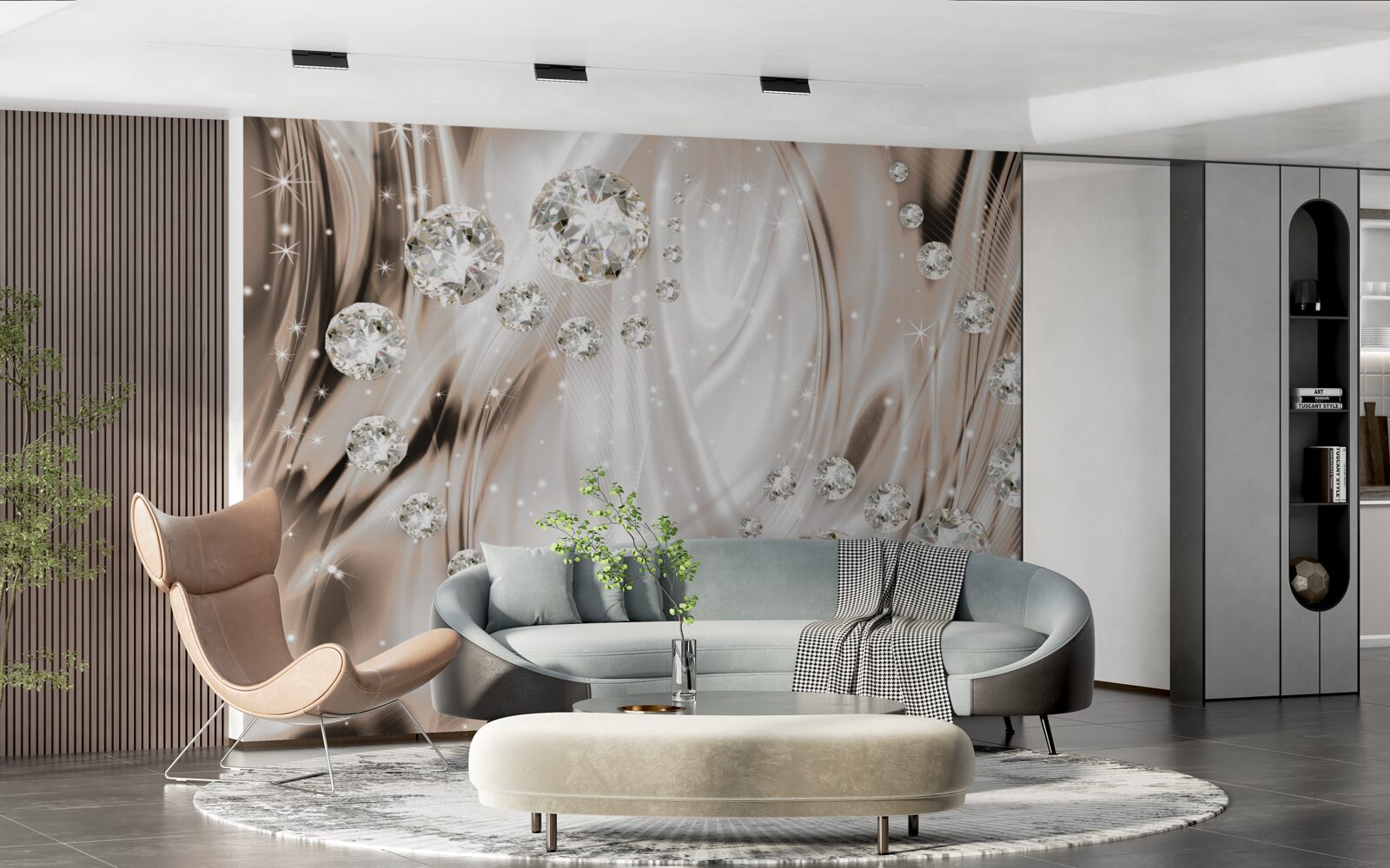 Фотошпалери коричневий шовк, прикрашений дорогоцінним камінням