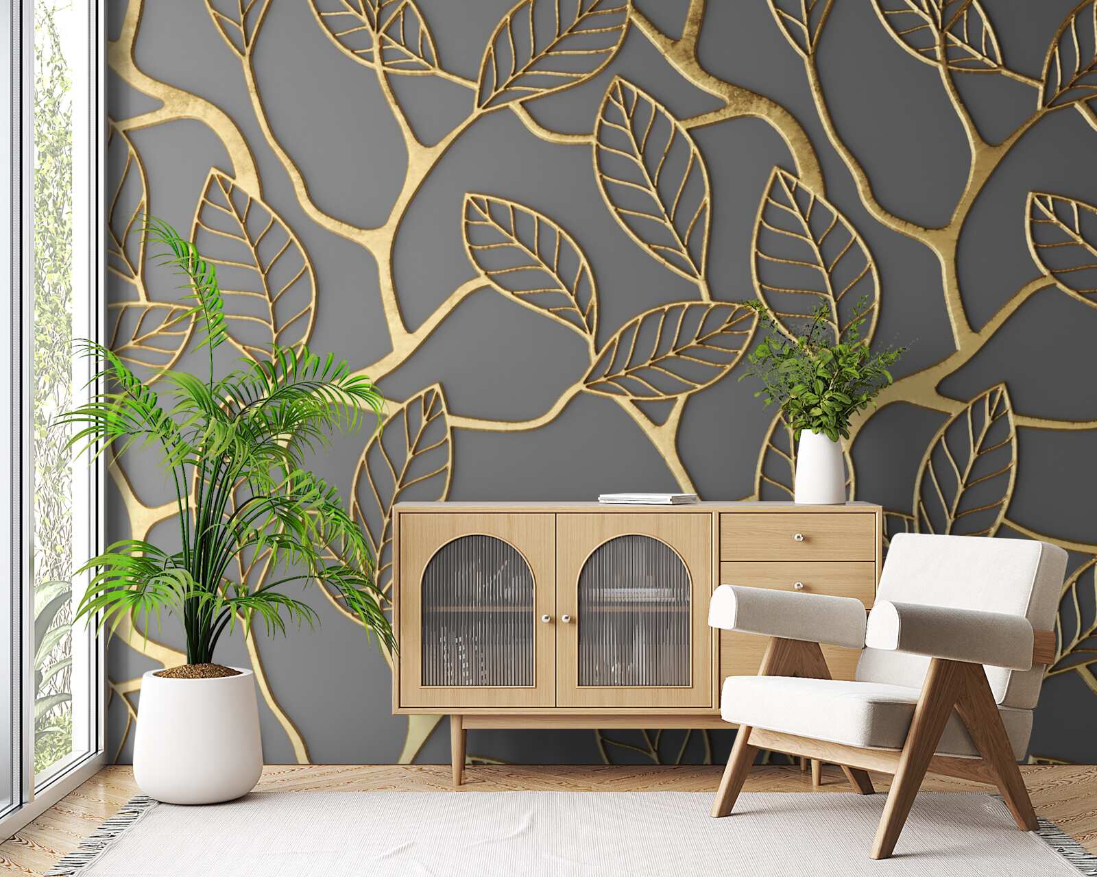 Фотошпалери коричнева текстура гілок і листя