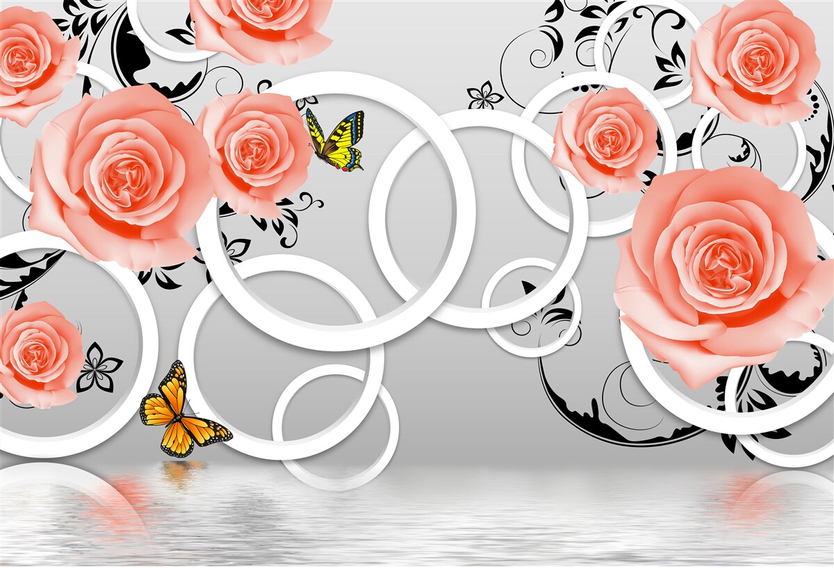 Фотошпалери ніжні бутони персикових троянд