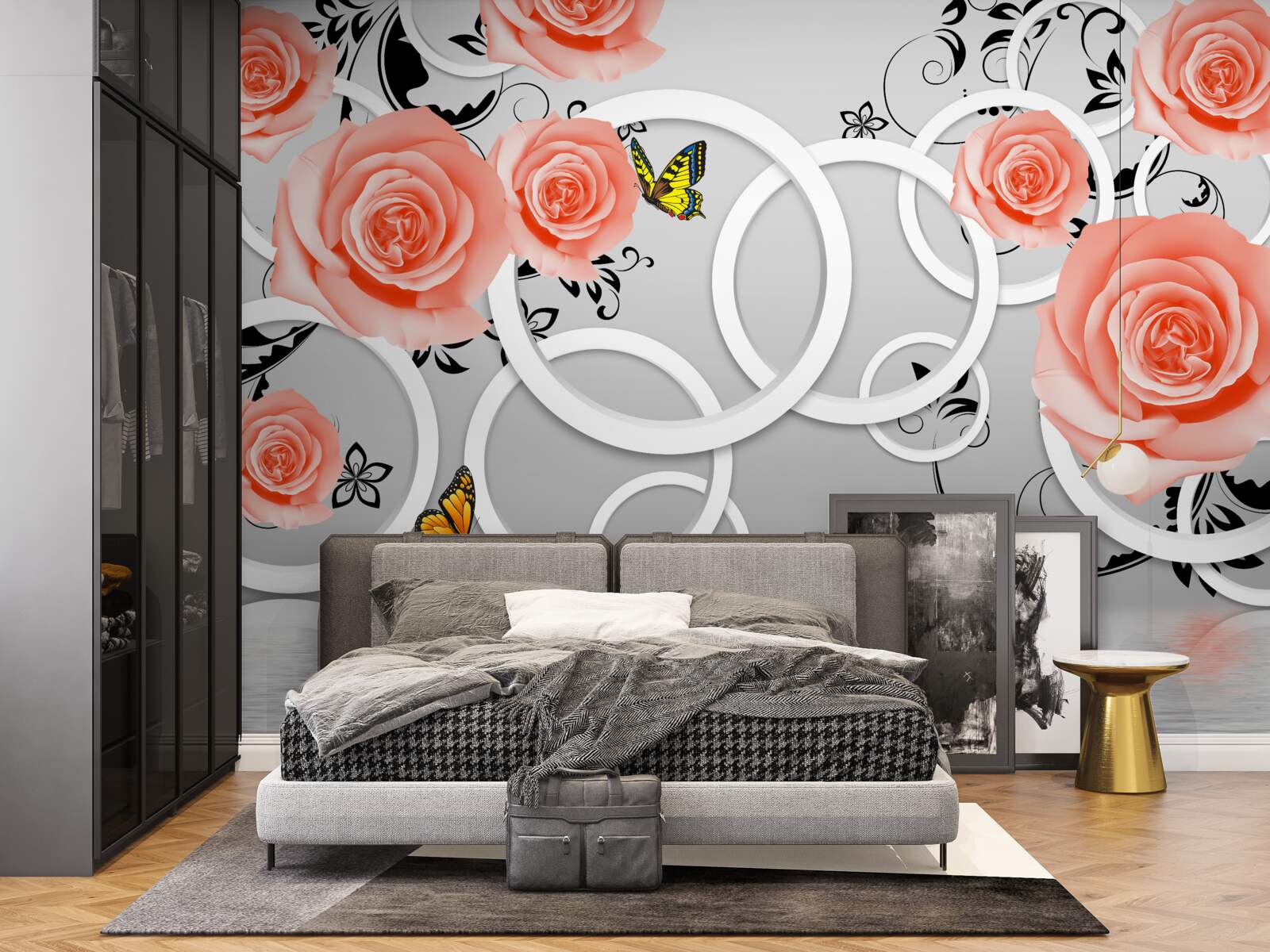 Фотошпалери ніжні бутони персикових троянд