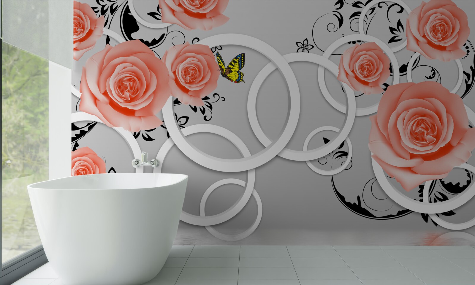 Фотошпалери ніжні бутони персикових троянд