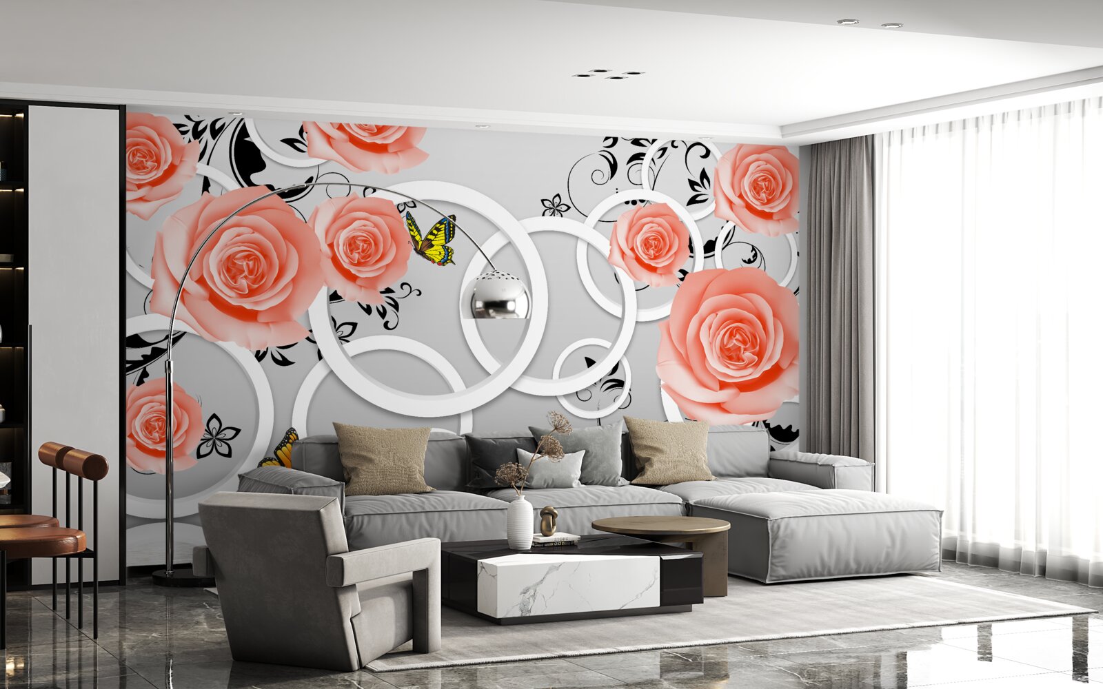 Фотошпалери ніжні бутони персикових троянд