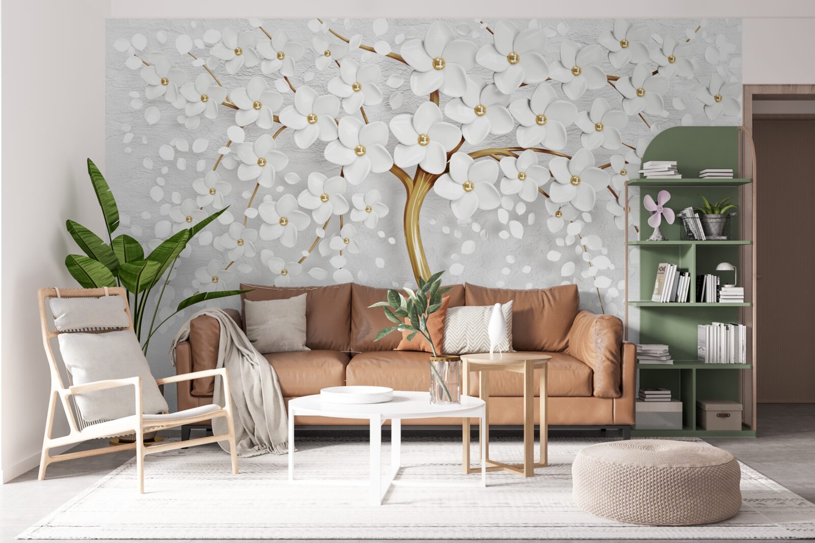 Фотошпалери біле квітуче дерево з дрібними квітами