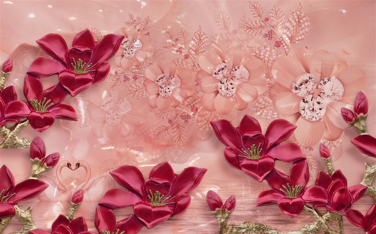 Фотошпалери кольори - червоний на рожевому шовку