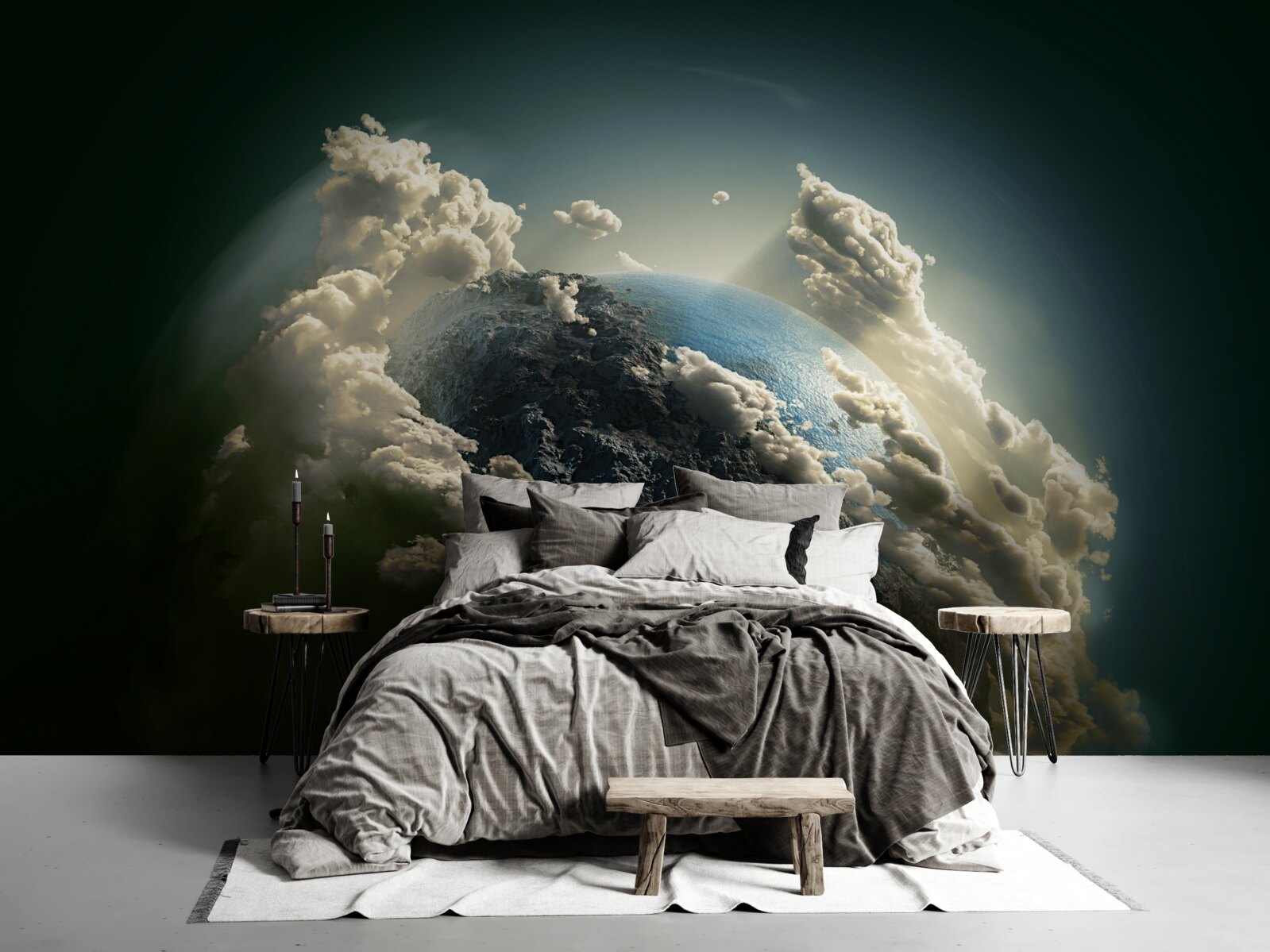 Фотошпалери земля пробивається крізь хмарний покрив