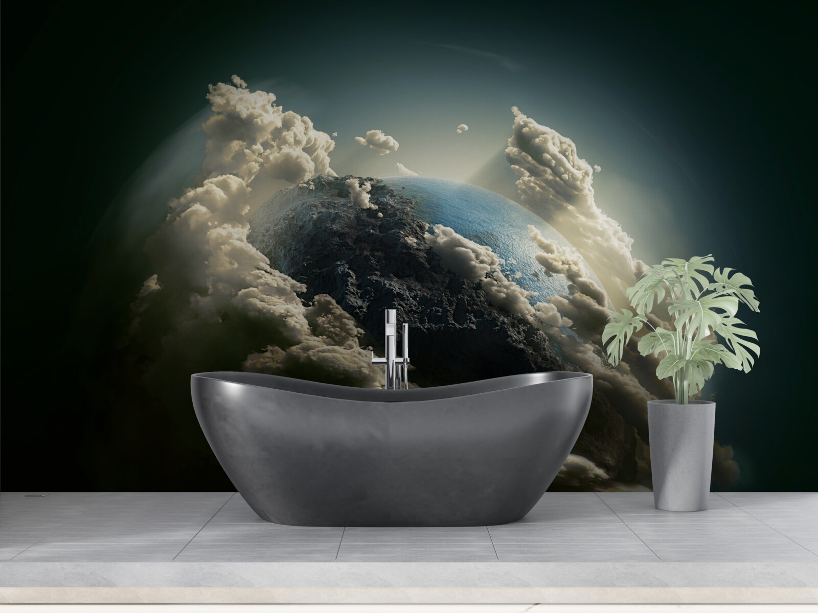 Фотошпалери земля пробивається крізь хмарний покрив