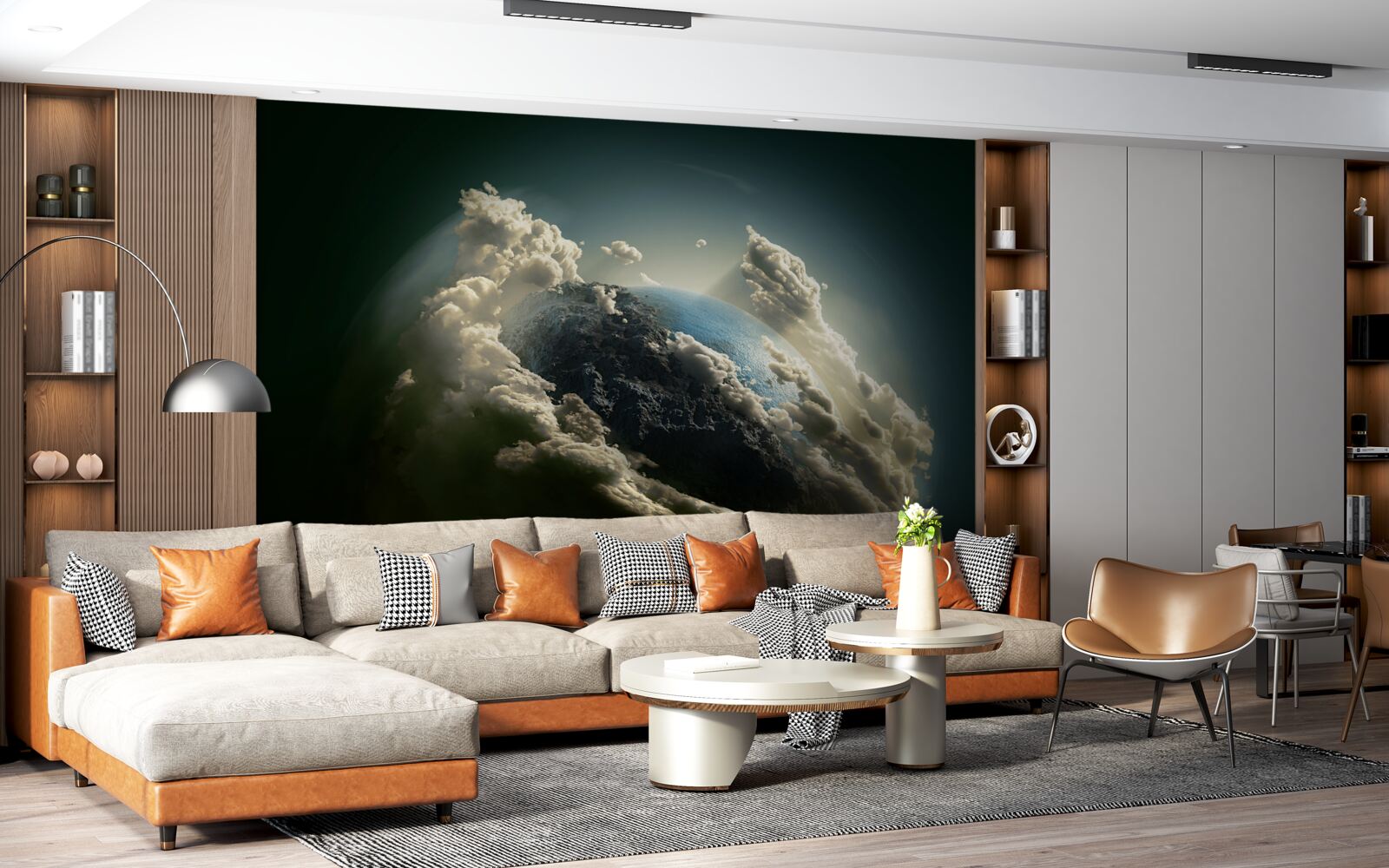 Фотошпалери земля пробивається крізь хмарний покрив