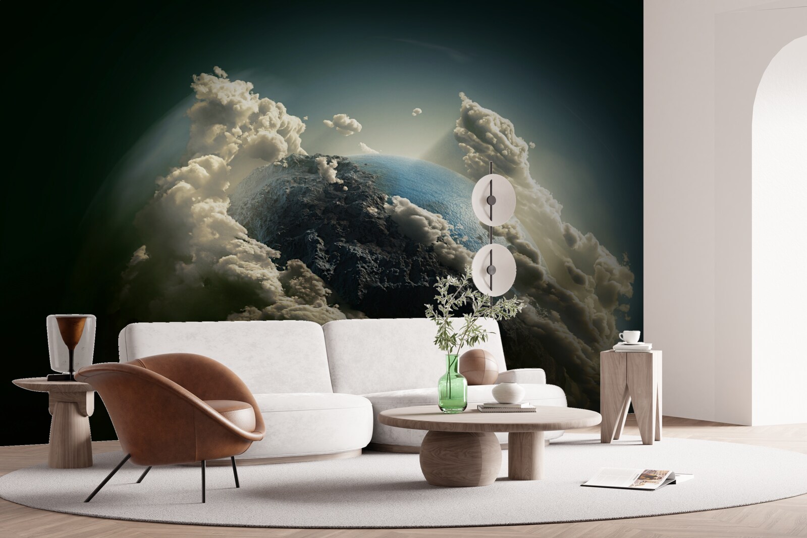 Фотошпалери земля пробивається крізь хмарний покрив