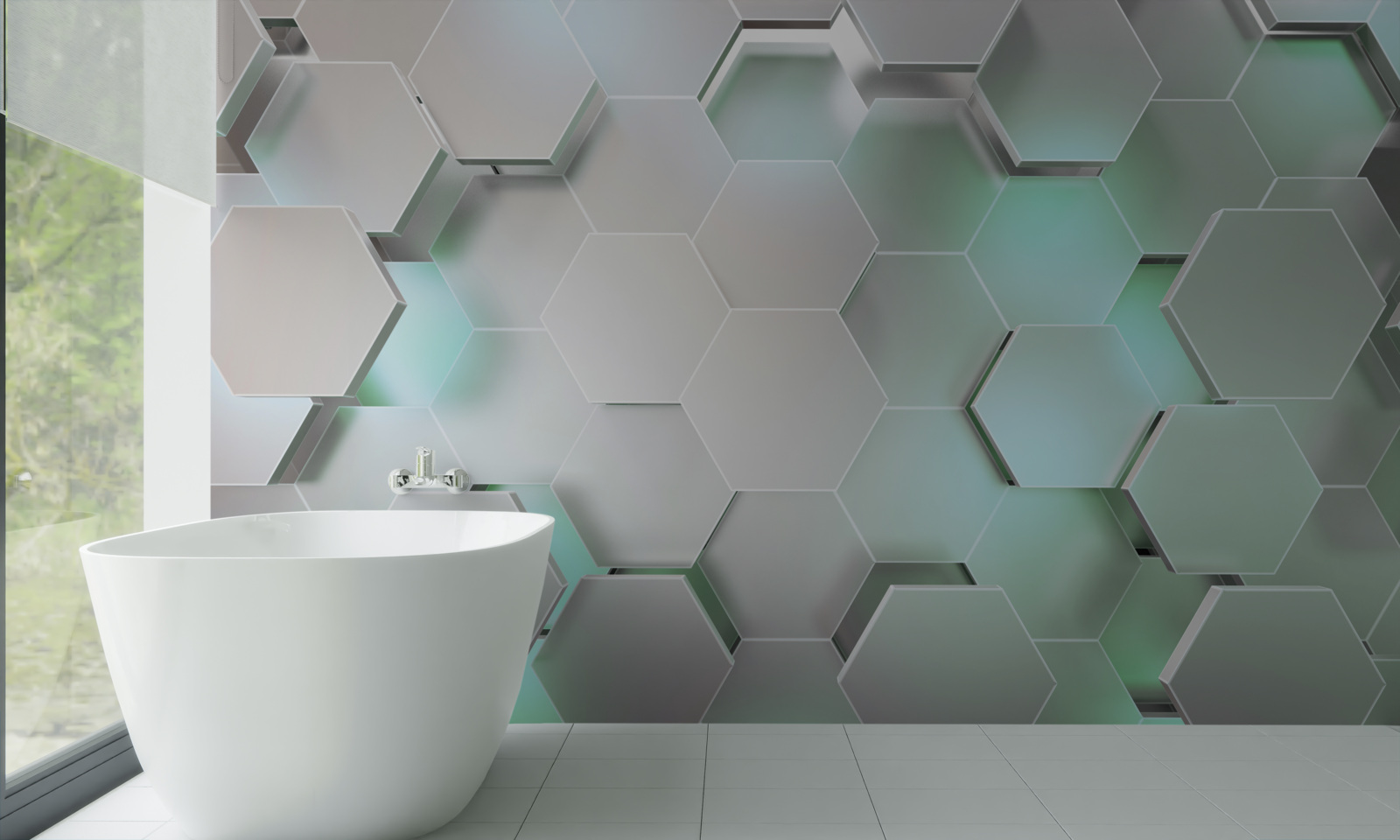 Фотошпалери шестикутні комірки зі світловим ефектом