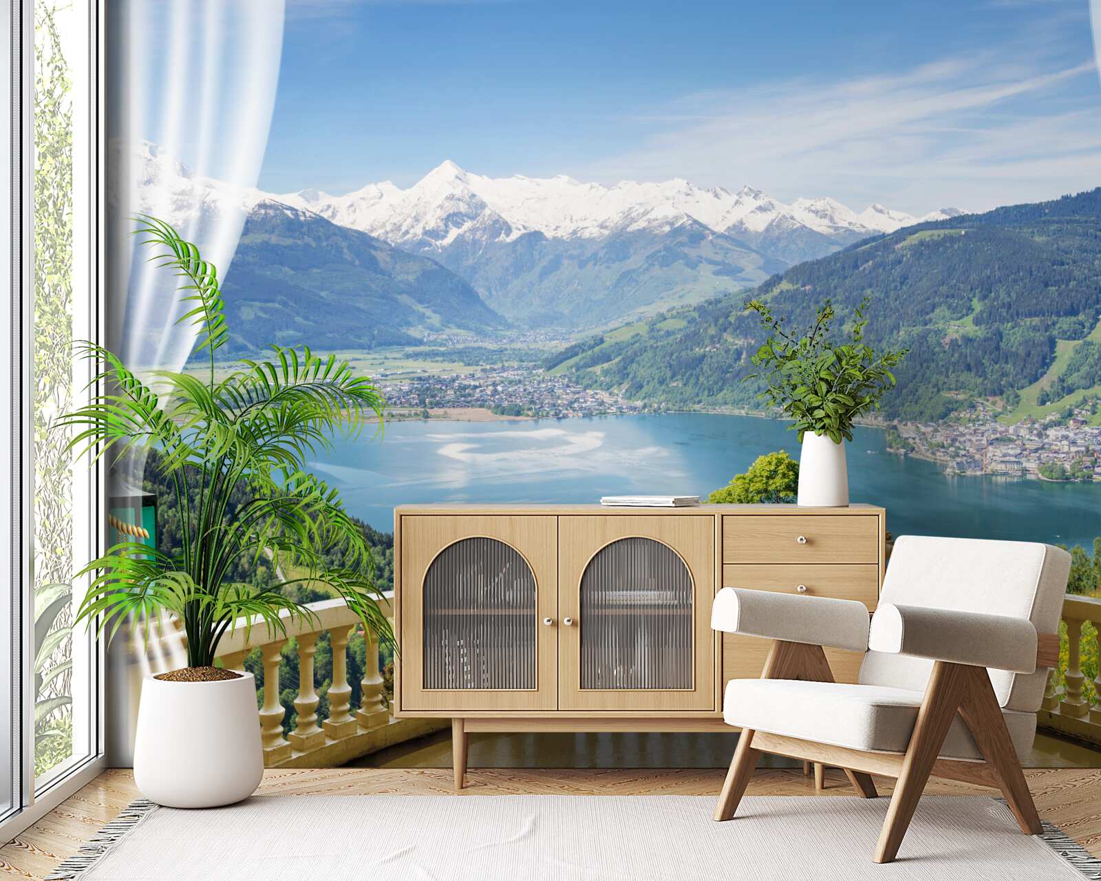 Фотошпалери зручний балкон з чудовою панорамою