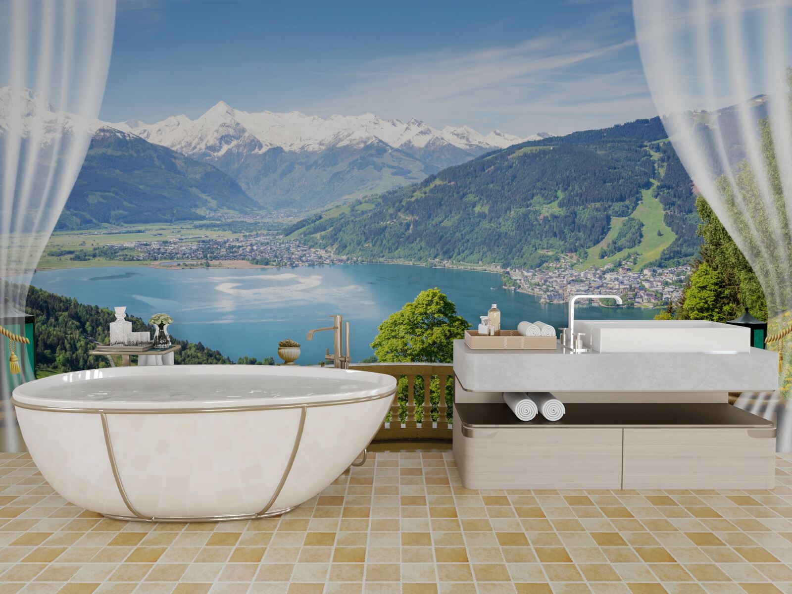 Фотошпалери зручний балкон з чудовою панорамою