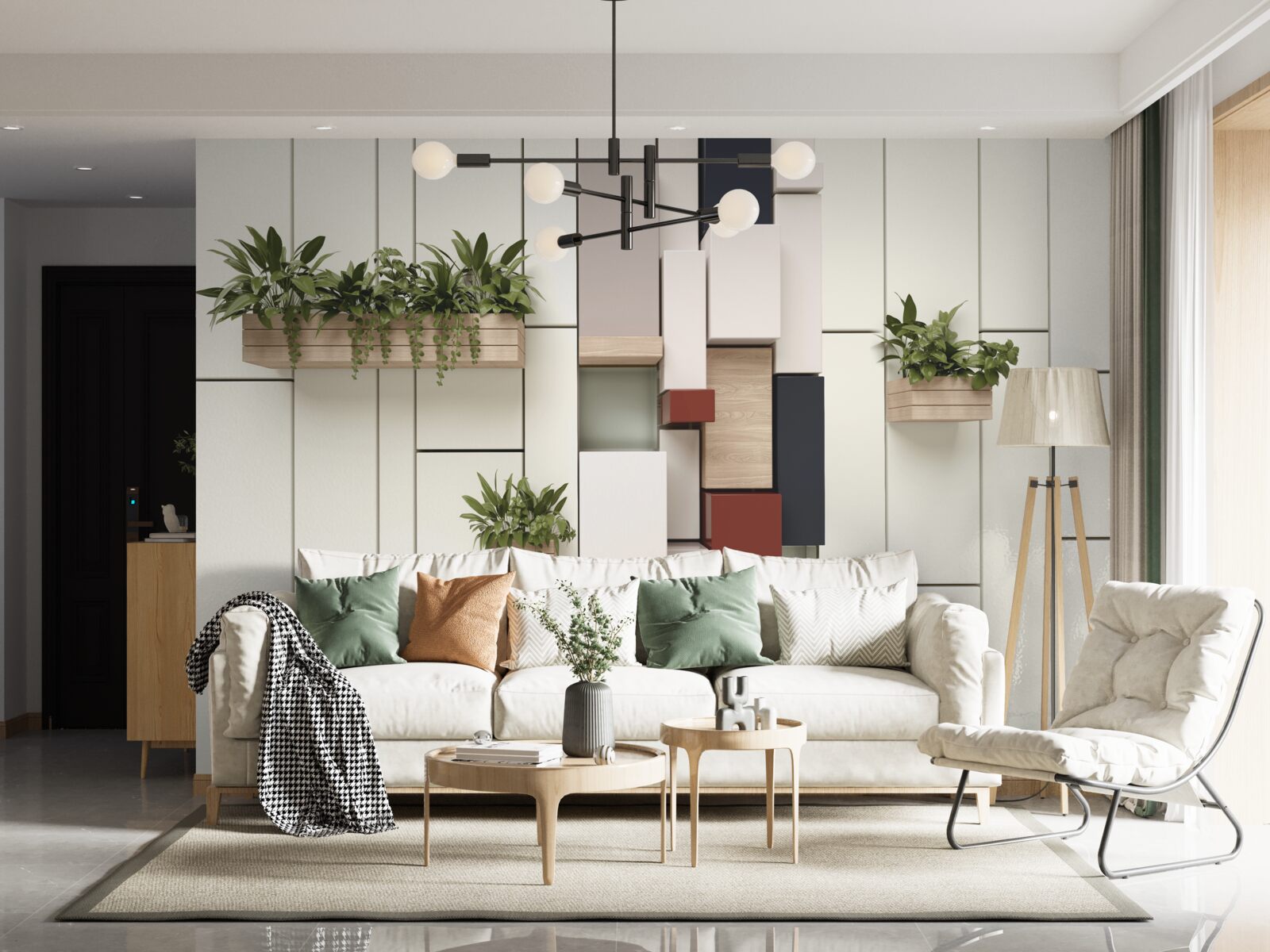 Фотошпалери горщики із зеленими рослинами на стіні