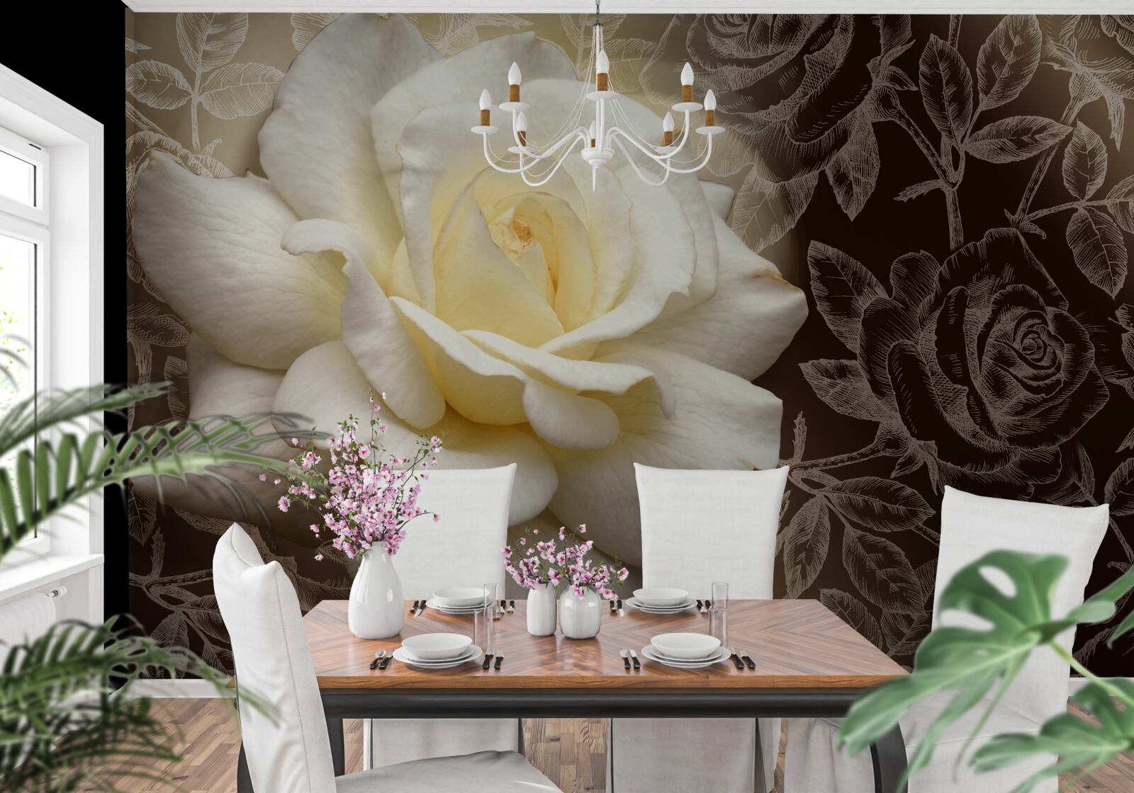 Фотошпалери велика біла троянда