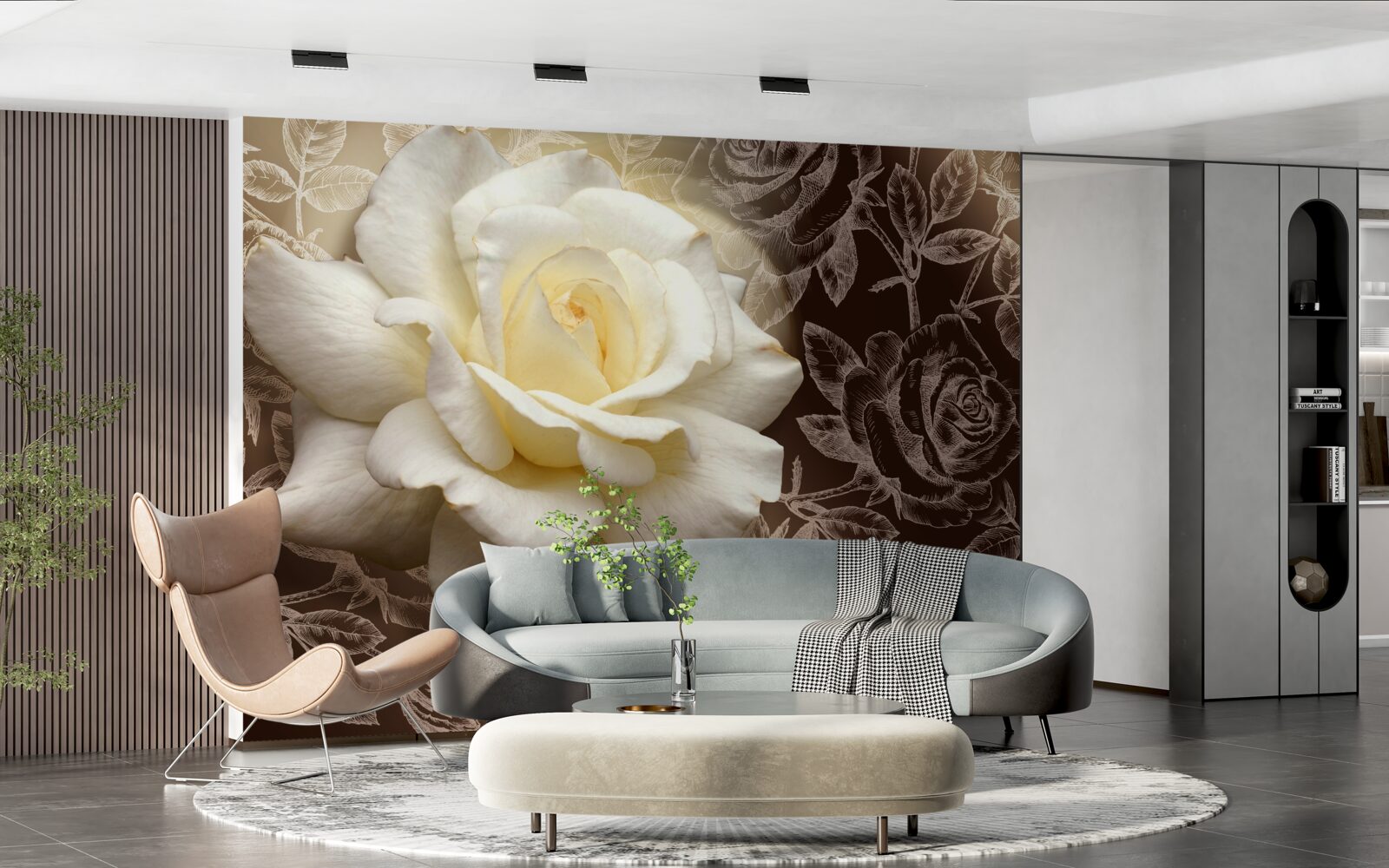 Фотошпалери велика біла троянда