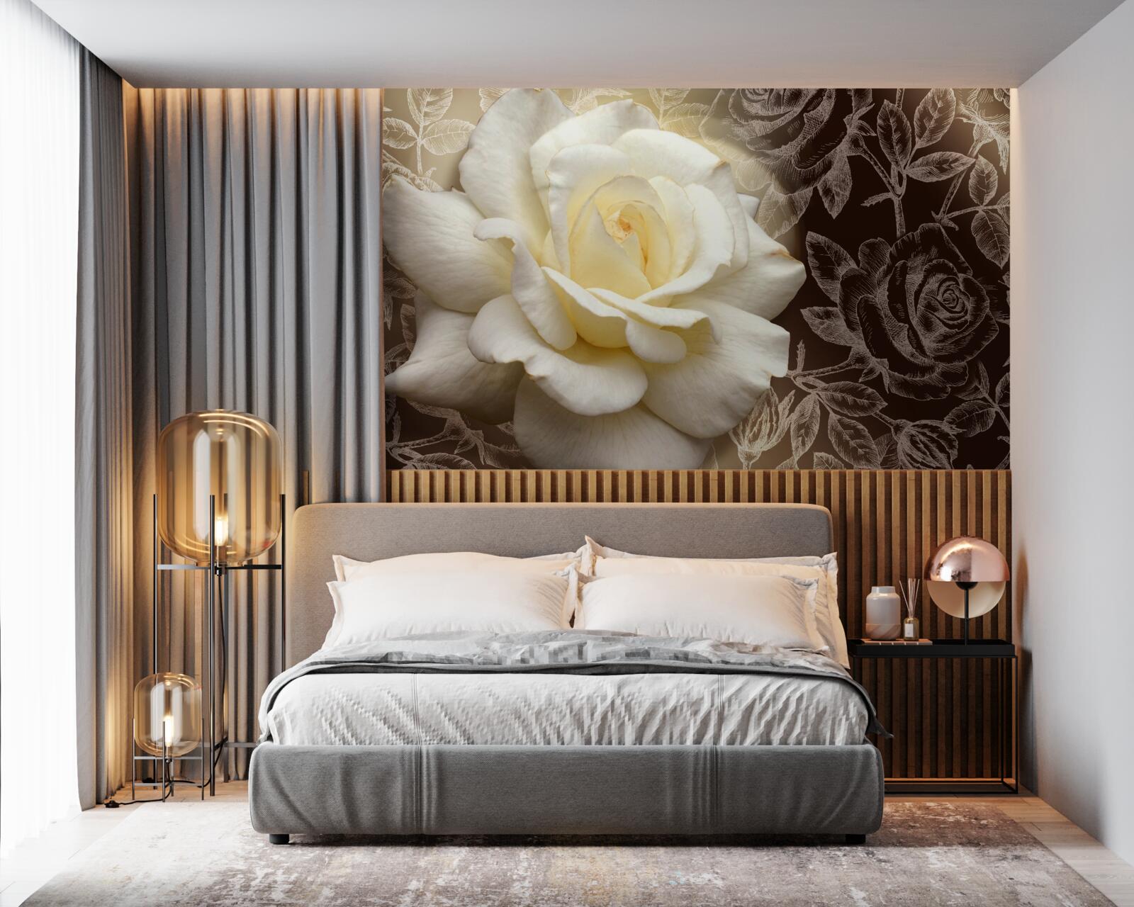 Фотошпалери велика біла троянда