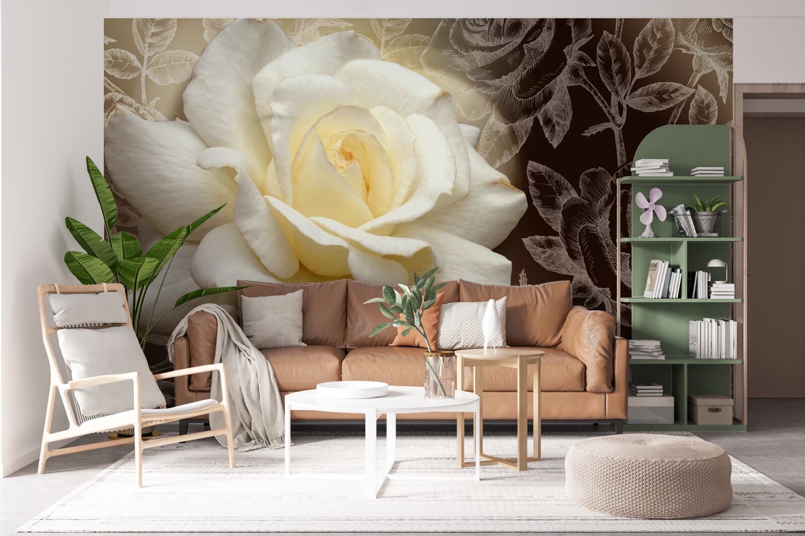 Фотошпалери велика біла троянда