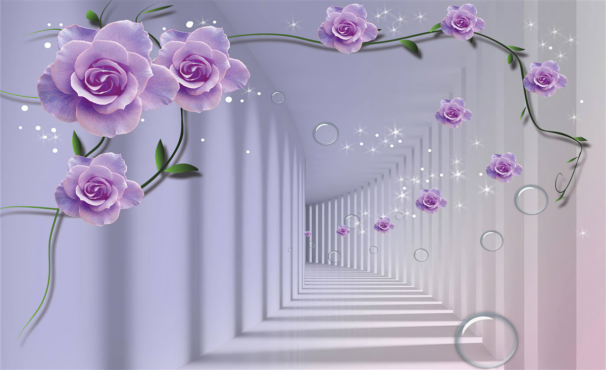Фотошпалери передпокій, оформлений у бузкових відтінках