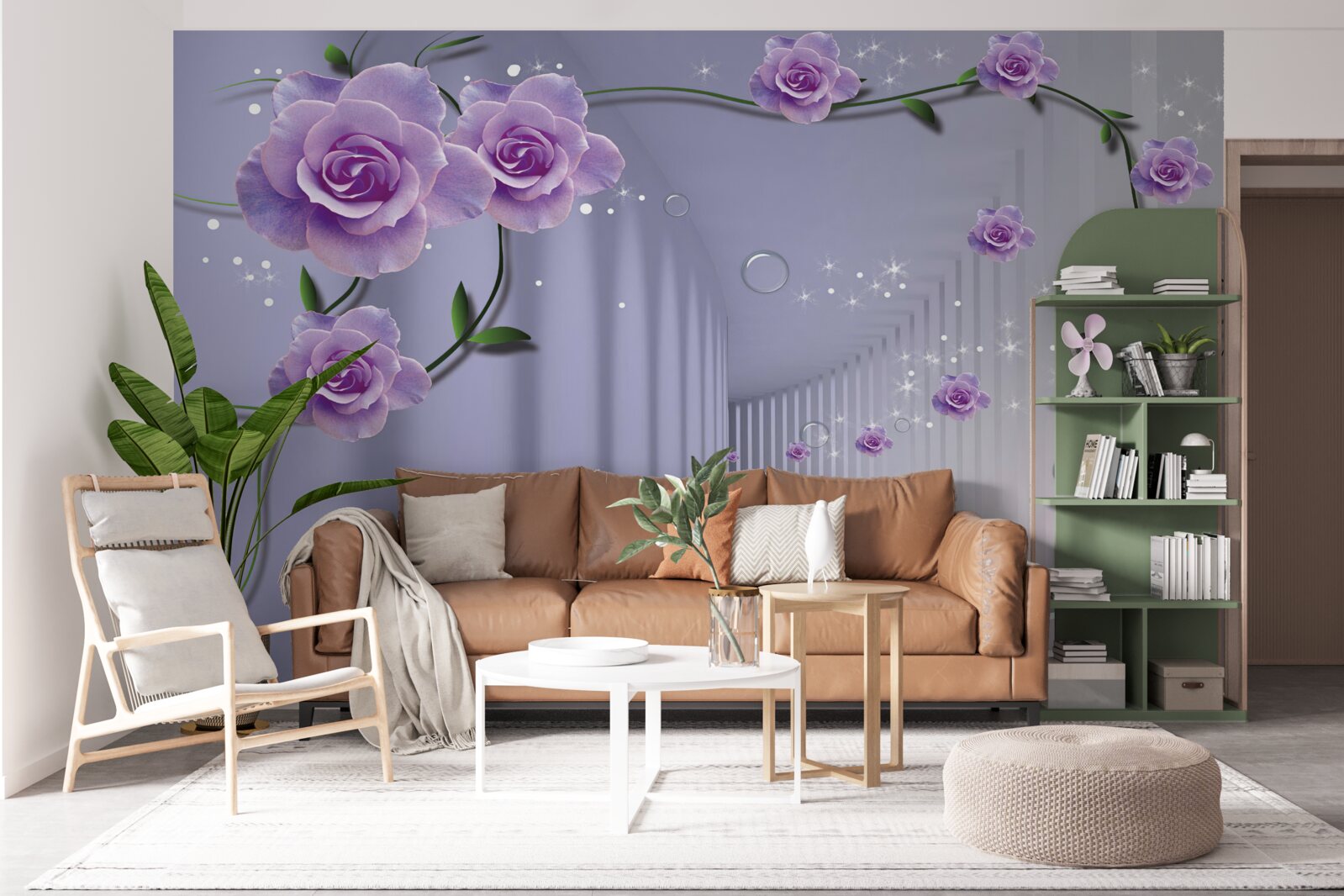 Фотошпалери передпокій, оформлений у бузкових відтінках