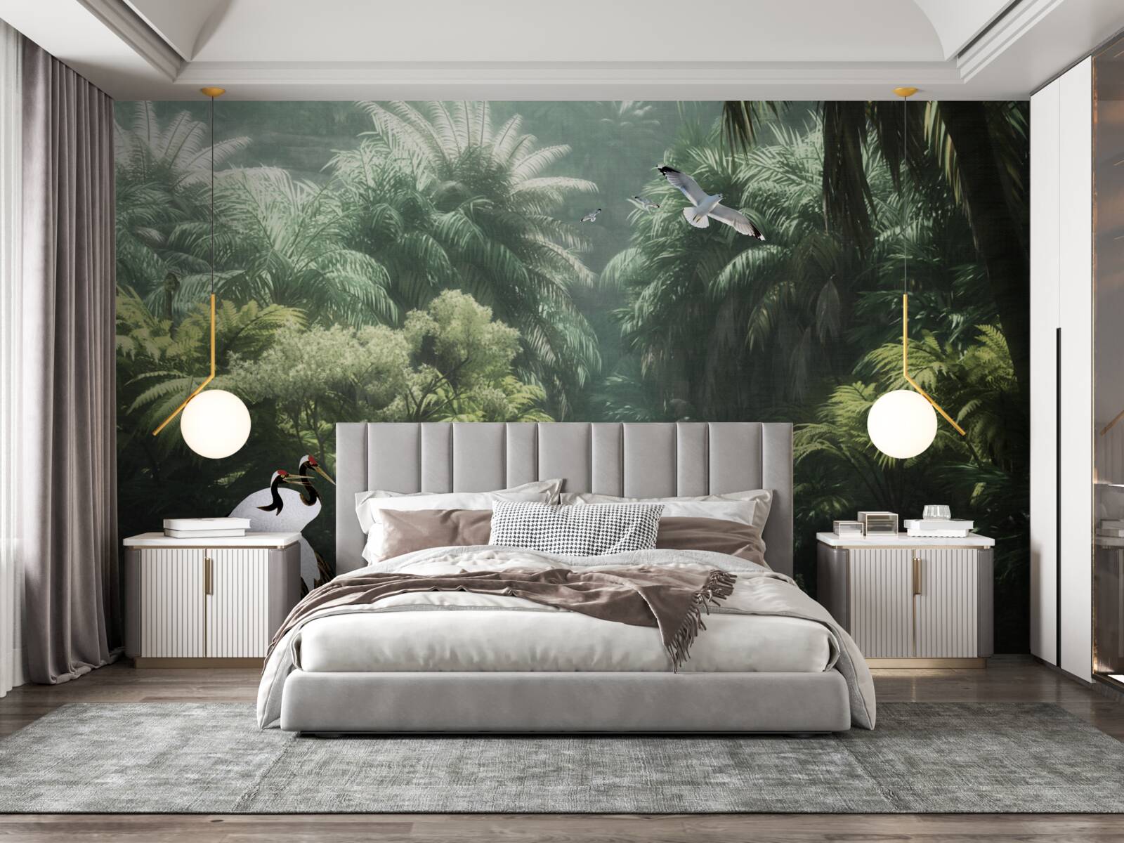 Фотошпалери пишні джунглі та пернаті мешканці