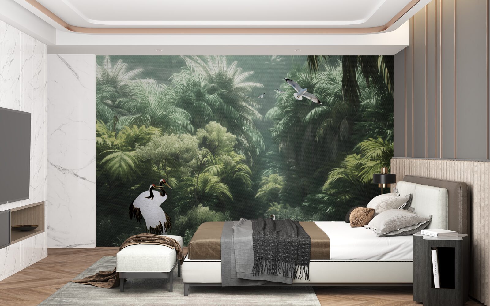 Фотошпалери пишні джунглі та пернаті мешканці