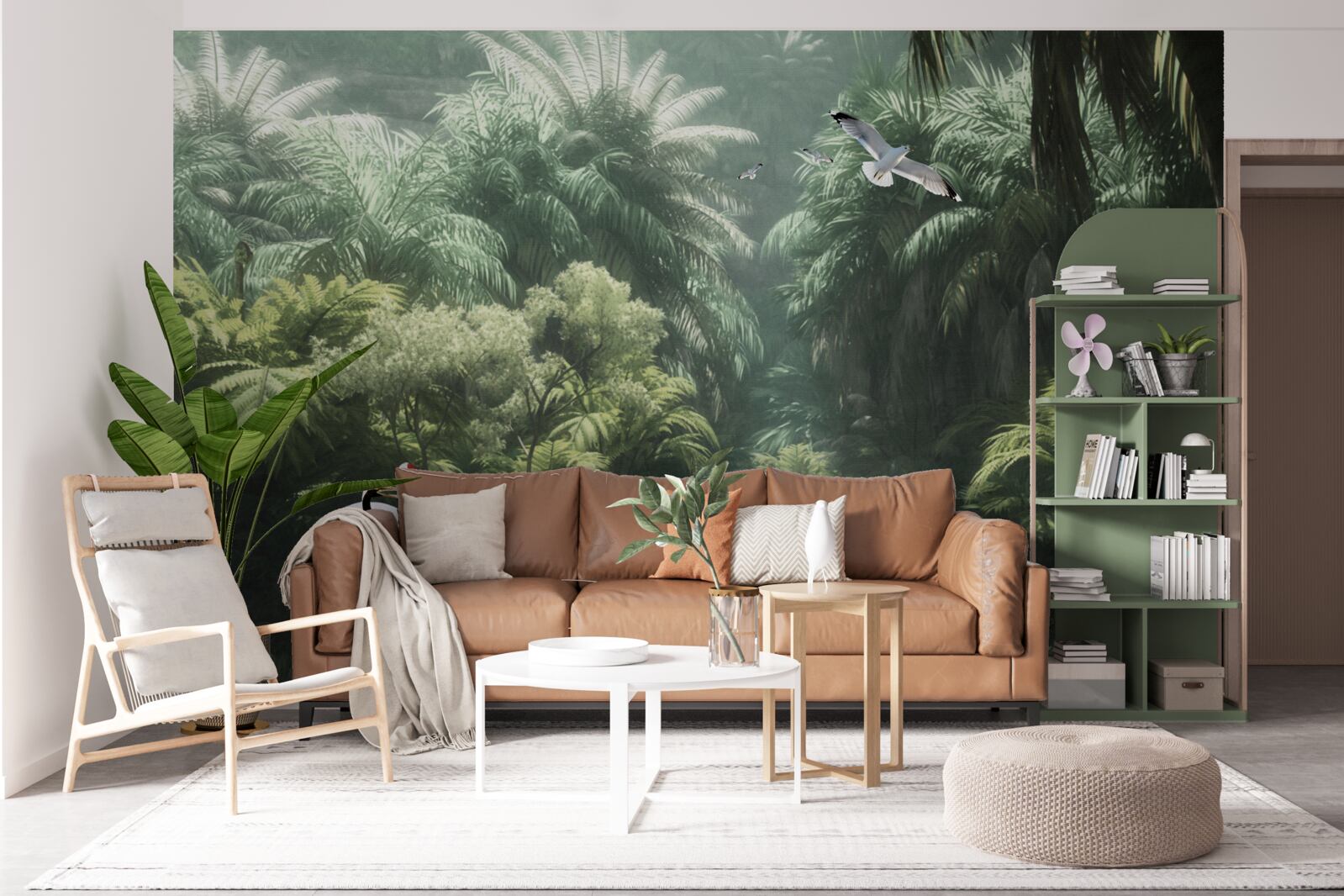 Фотошпалери пишні джунглі та пернаті мешканці