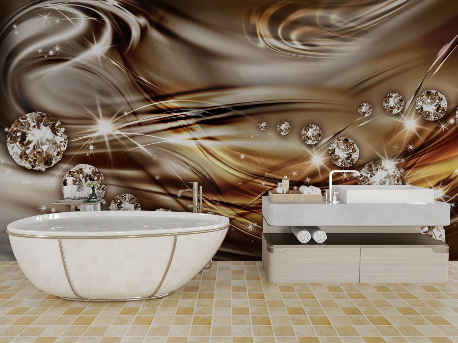 Фотошпалери золоті прикраси та дорогоцінне каміння