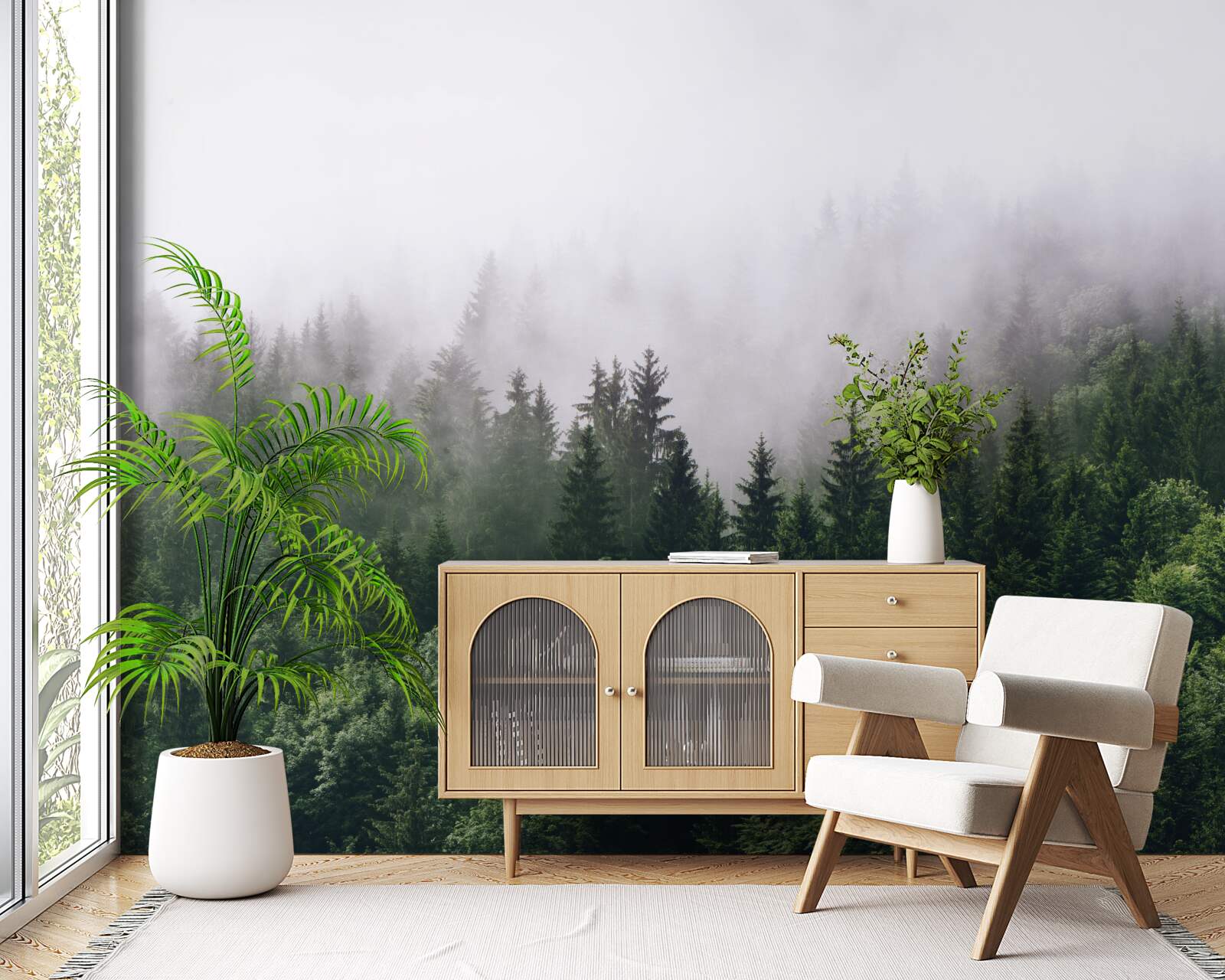 Фотошпалери гірський ліс оповитий туманом