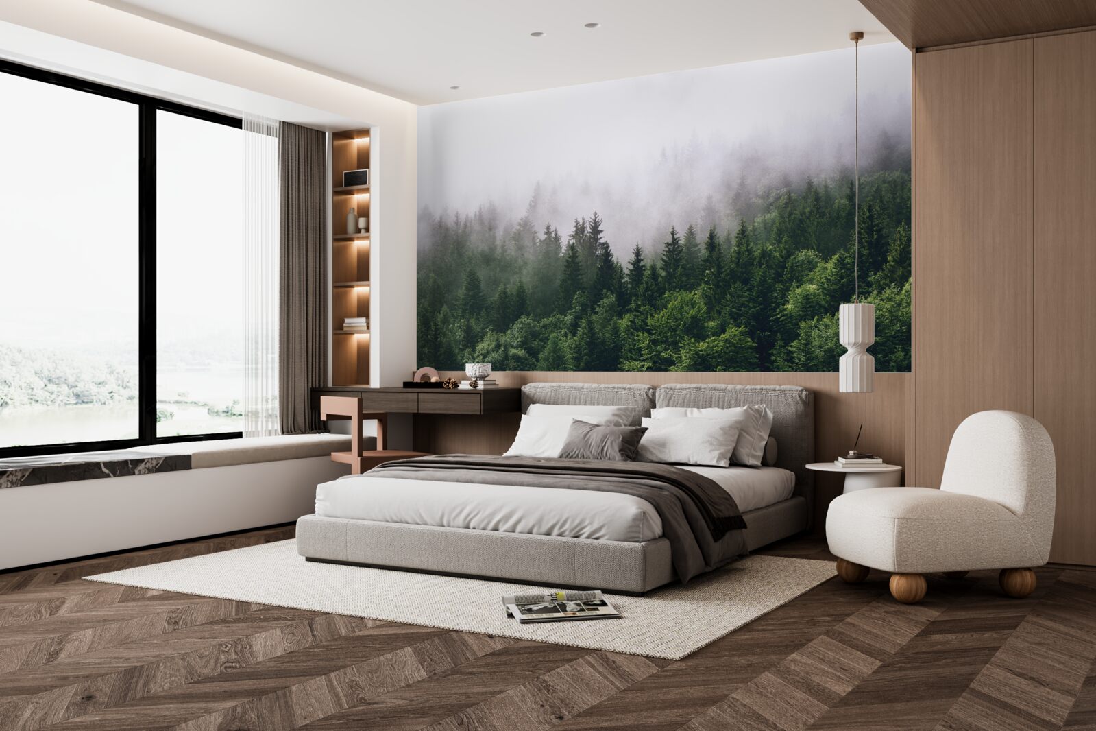 Фотошпалери гірський ліс оповитий туманом