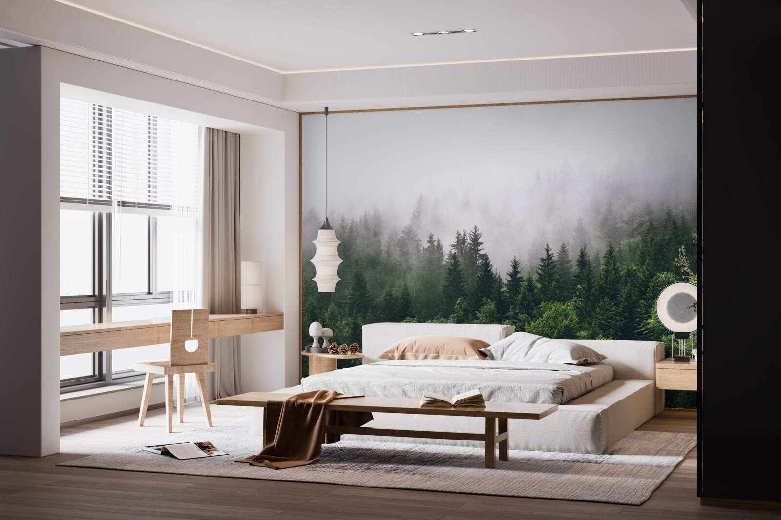 Фотошпалери гірський ліс оповитий туманом