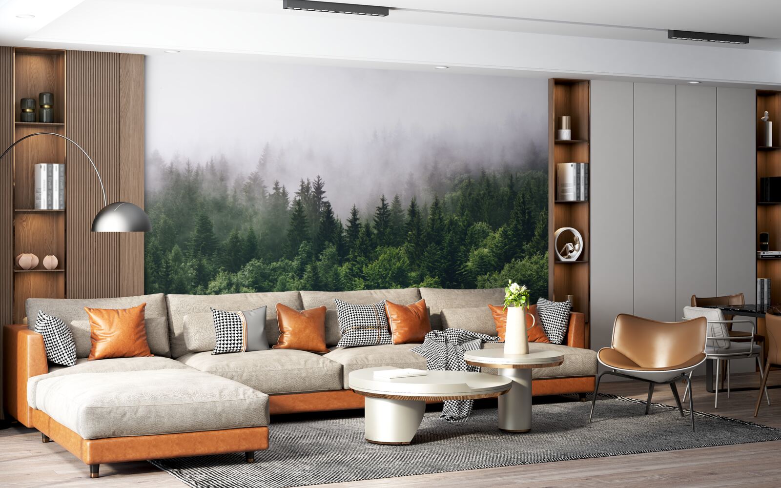 Фотошпалери гірський ліс оповитий туманом