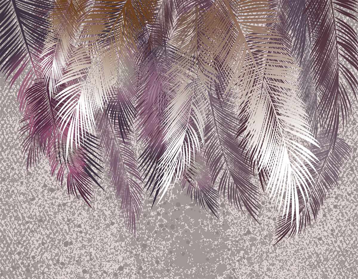 Фотошпалери пір'ясте листя бордового кольору