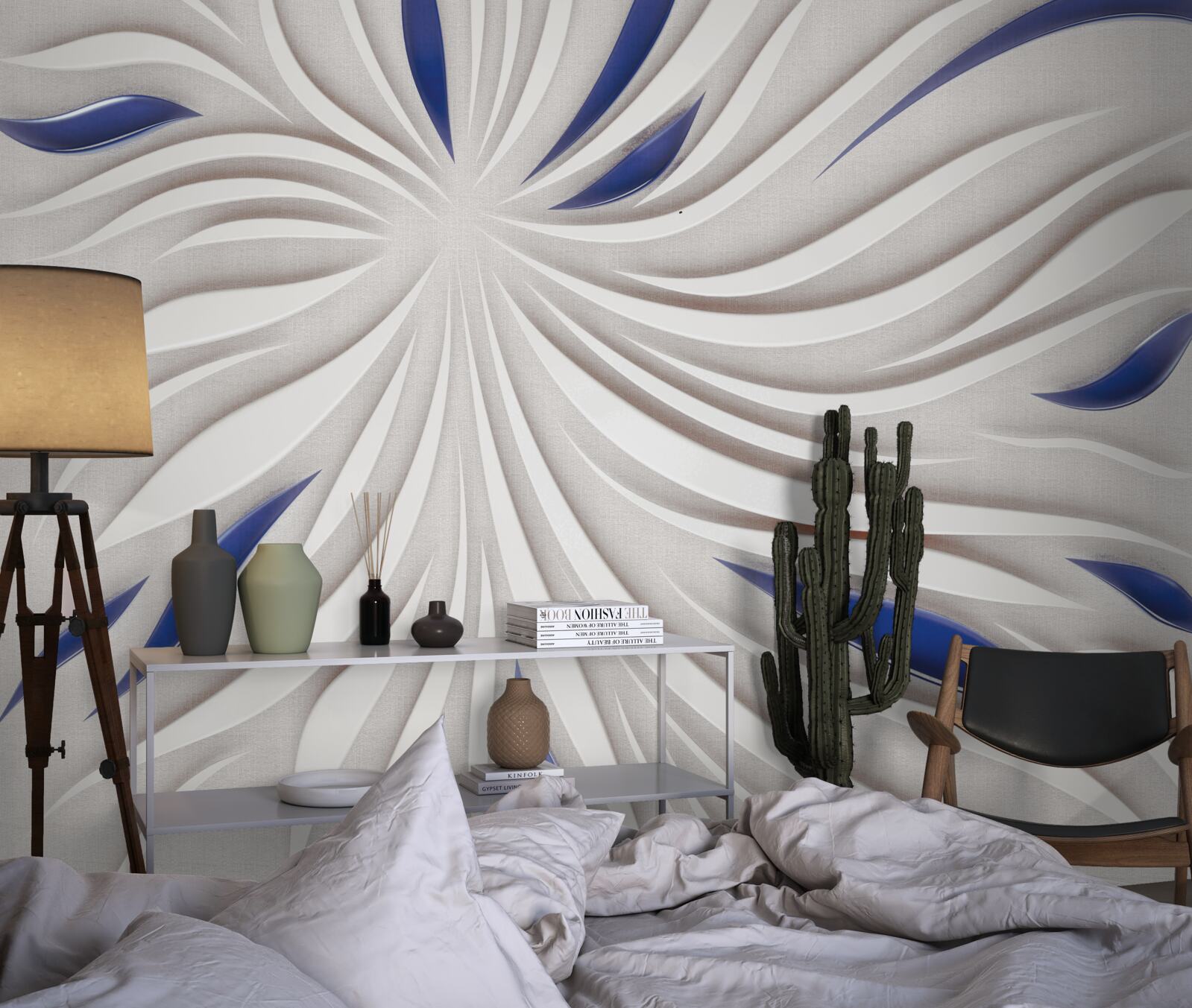 Фотошпалери абстрактні синьо-білі лінії