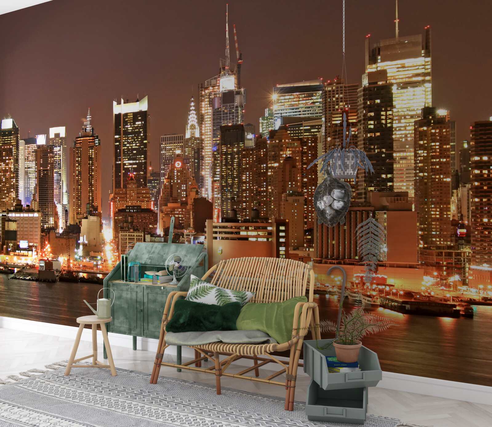 Фотошпалери модернізоване нічне місто та хмарочоси