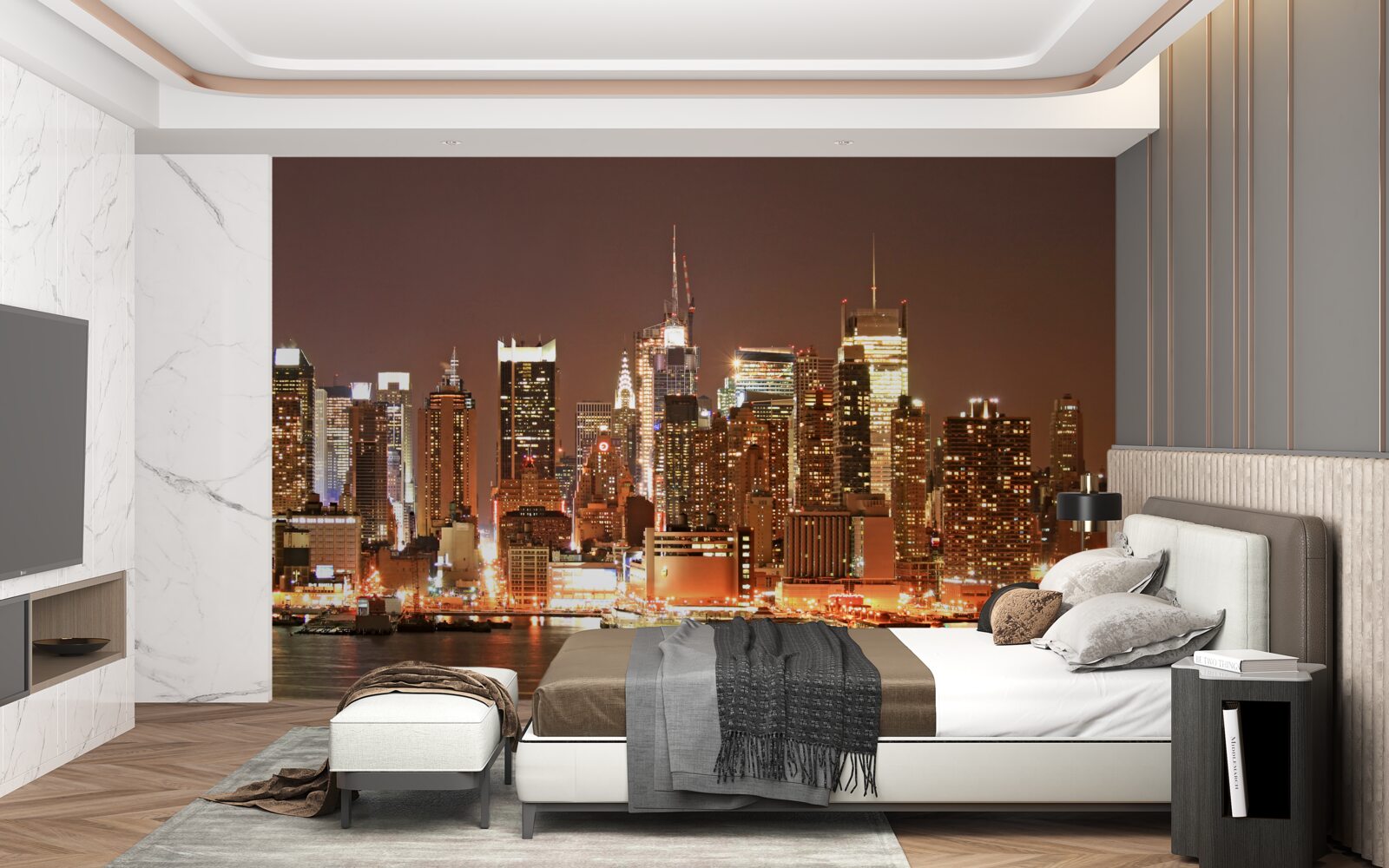 Фотошпалери модернізоване нічне місто та хмарочоси