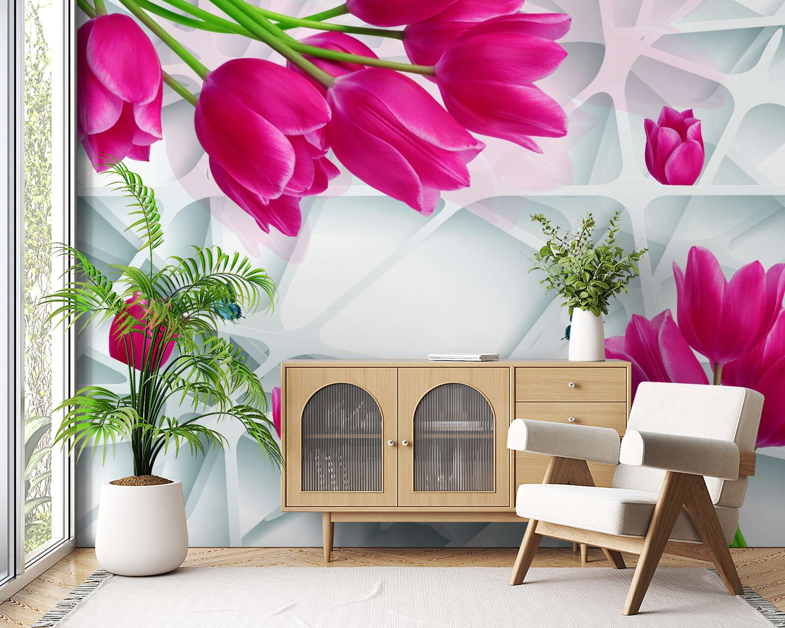 Фотошпалери чудові бутони рожевих тюльпанів