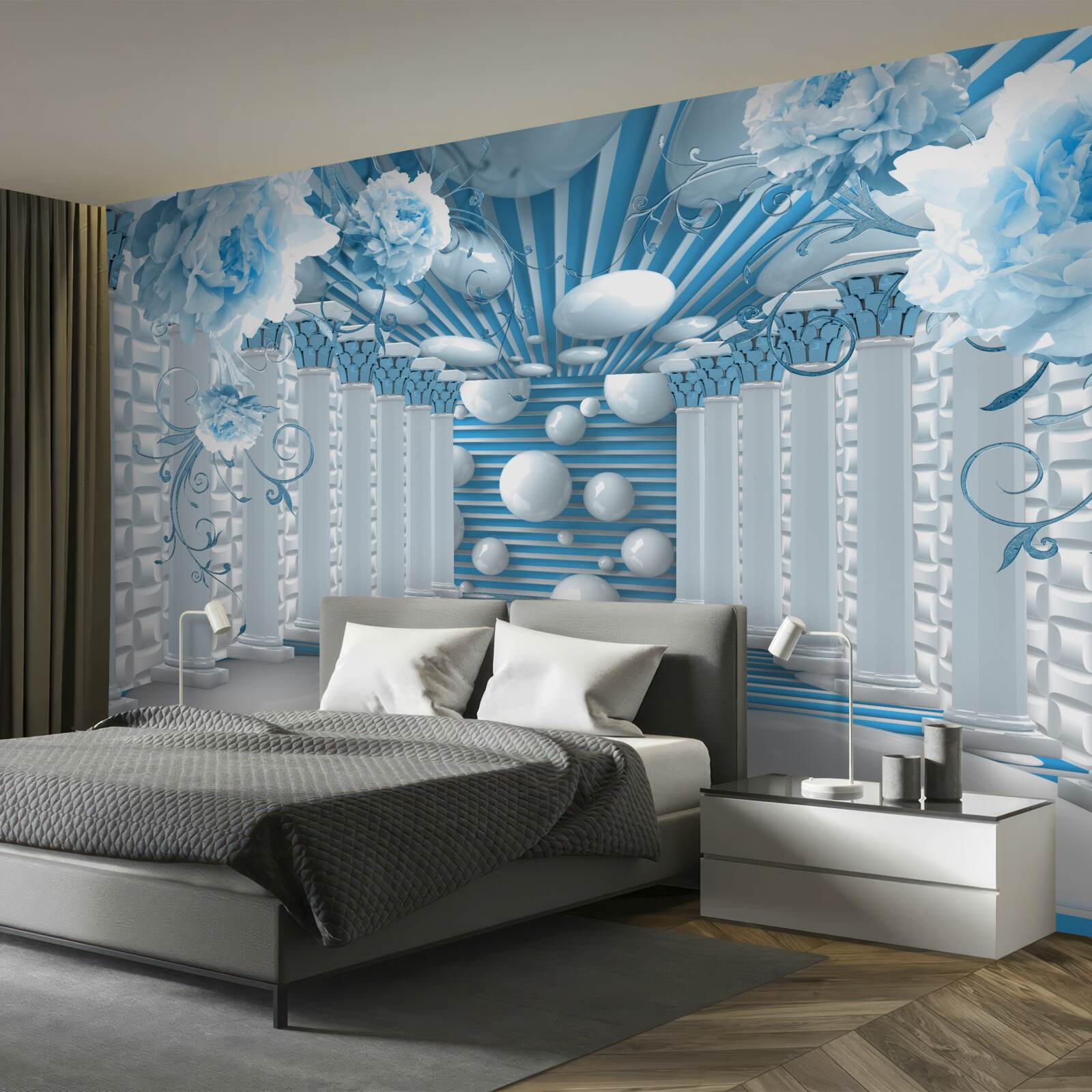 Фотошпалери блакитна троянда створює абстрактний тунель