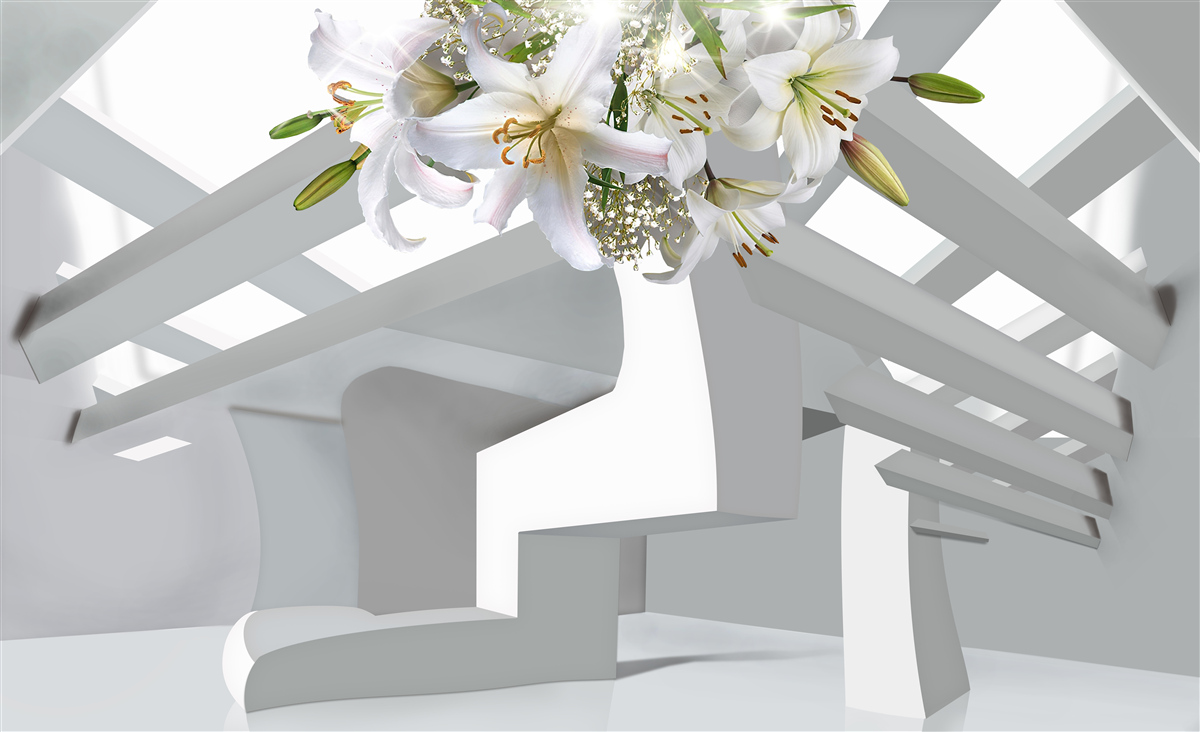 Фотошпалери біла лілія та абстрактні картини