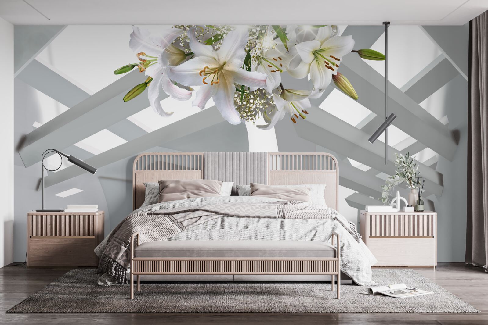 Фотошпалери біла лілія та абстрактні картини