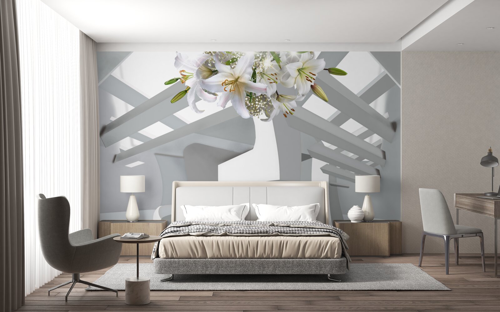 Фотошпалери біла лілія та абстрактні картини