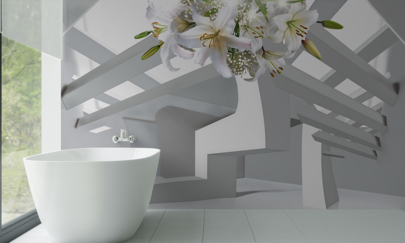 Фотошпалери біла лілія та абстрактні картини