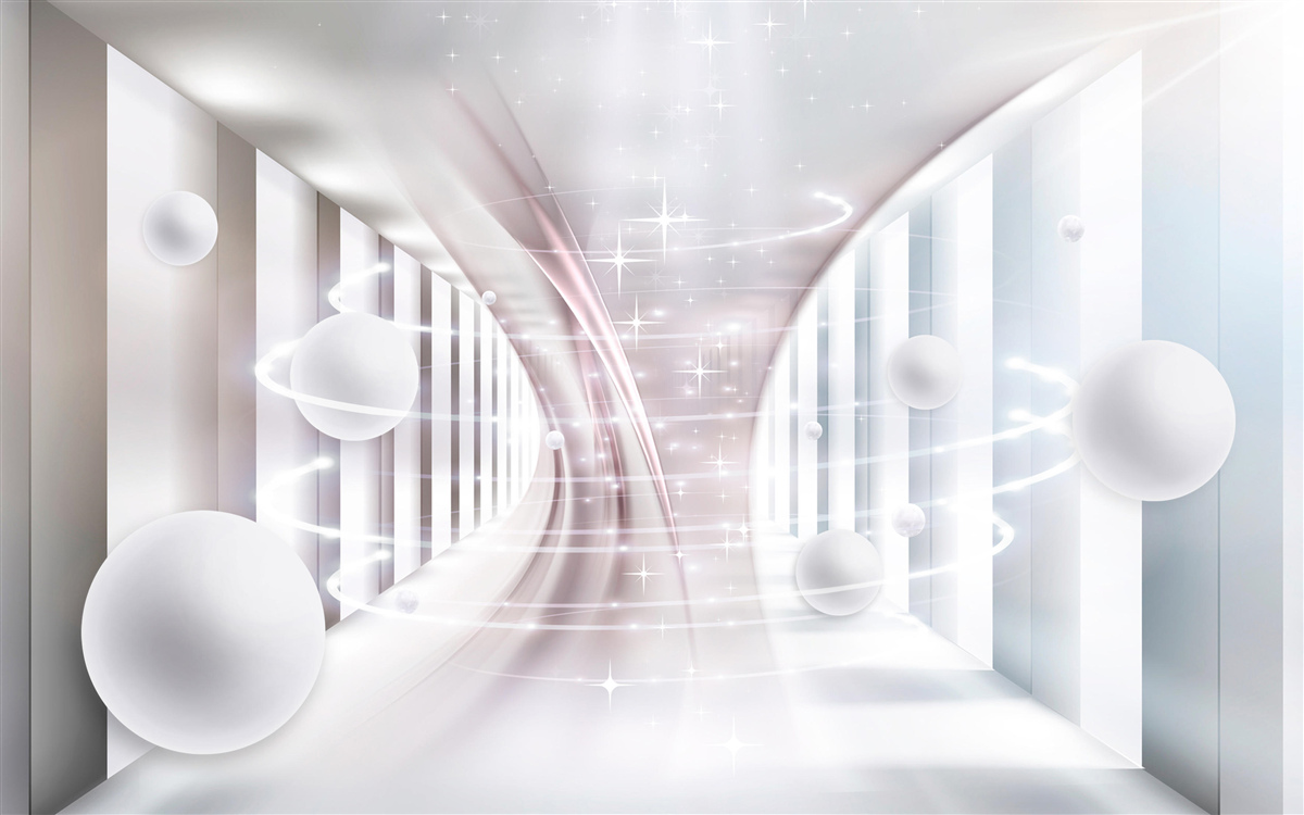 Фотошпалери абстрактні кулі та тунель квадратної форми