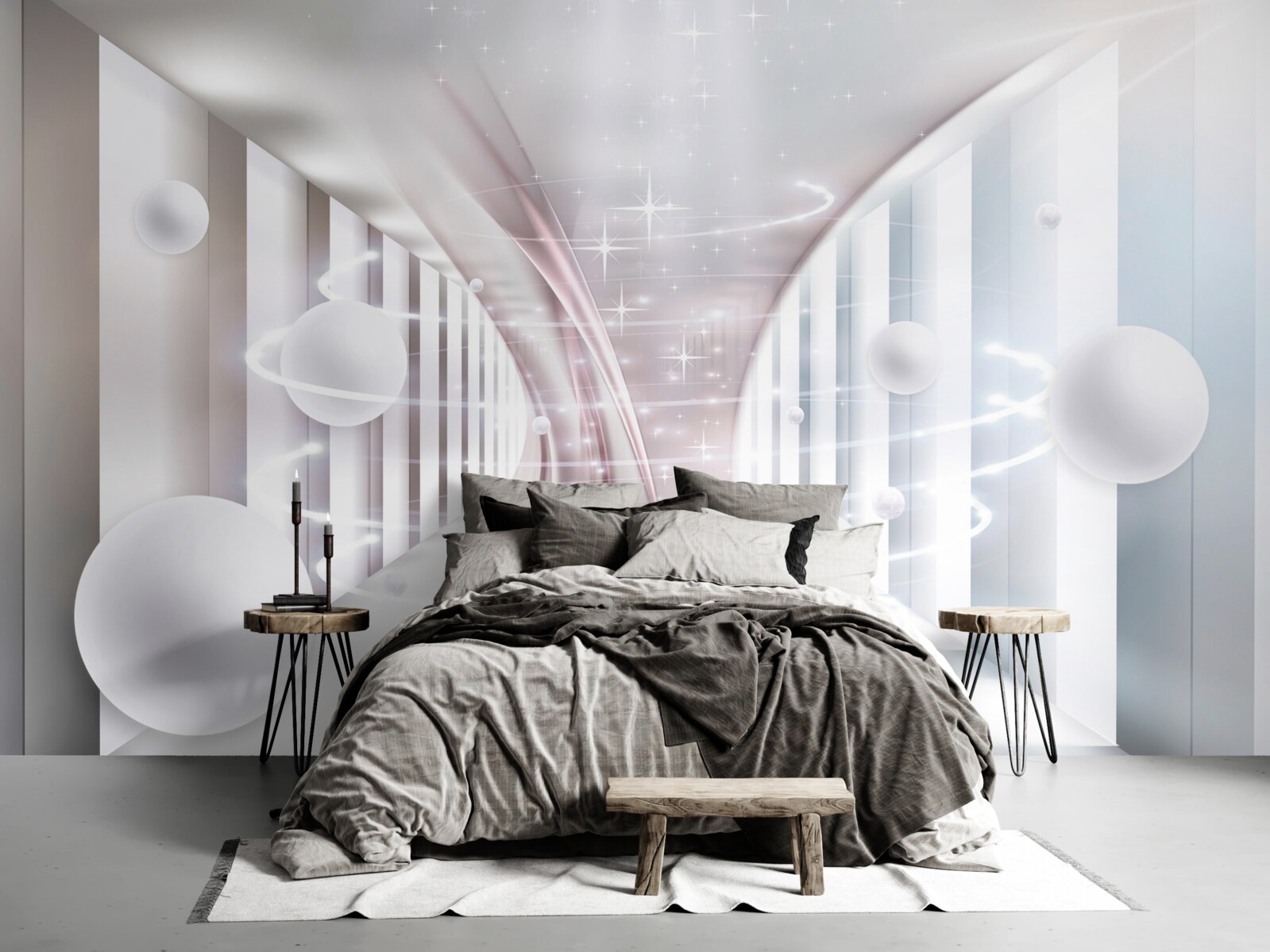 Фотошпалери абстрактні кулі та тунель квадратної форми