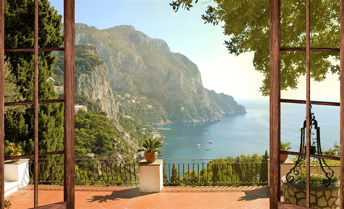 Фотошпалери Вид на море і гори прямо з балкона