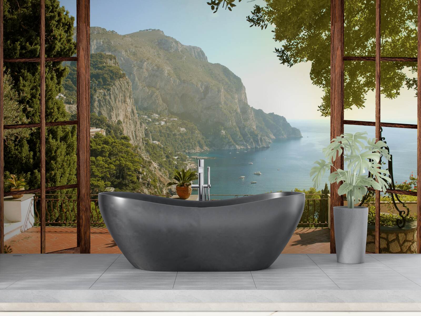 Фотошпалери Вид на море і гори прямо з балкона