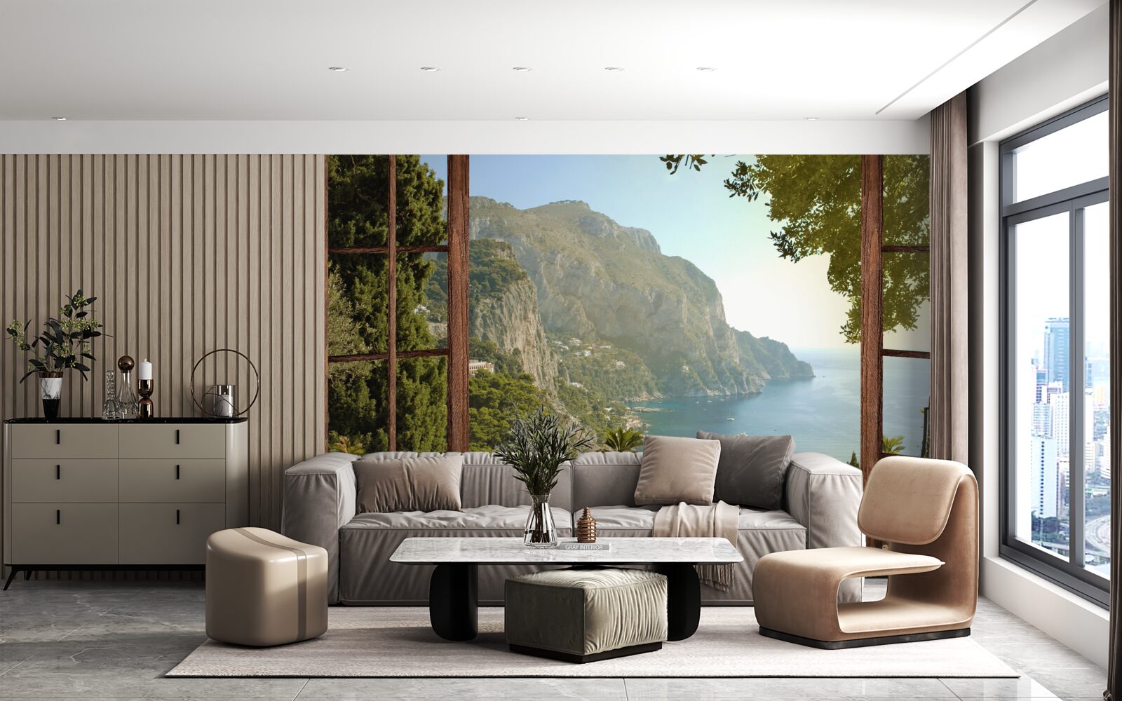 Фотошпалери Вид на море і гори прямо з балкона