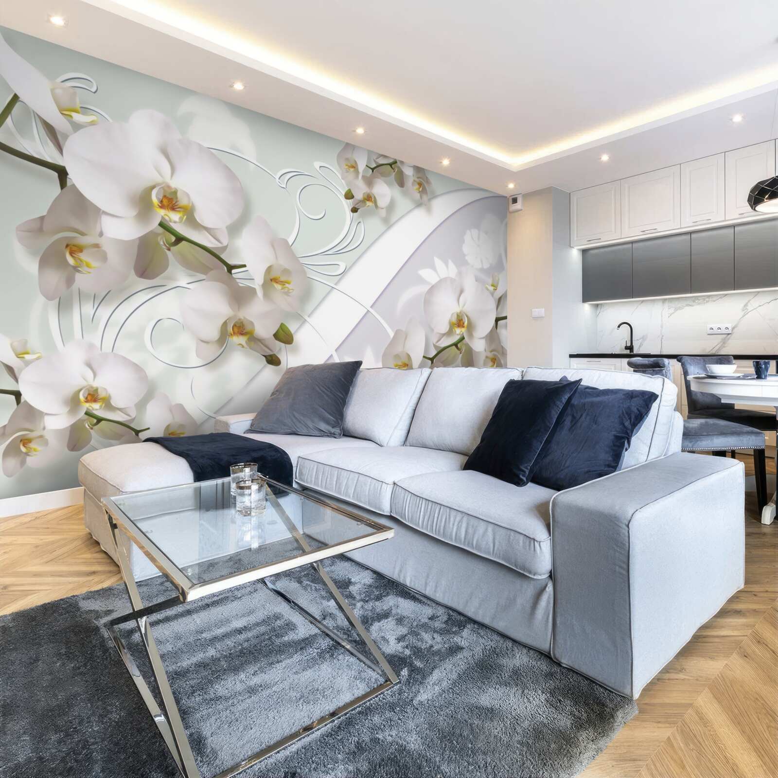 Фотошпалери білі орхідеї на білому тлі